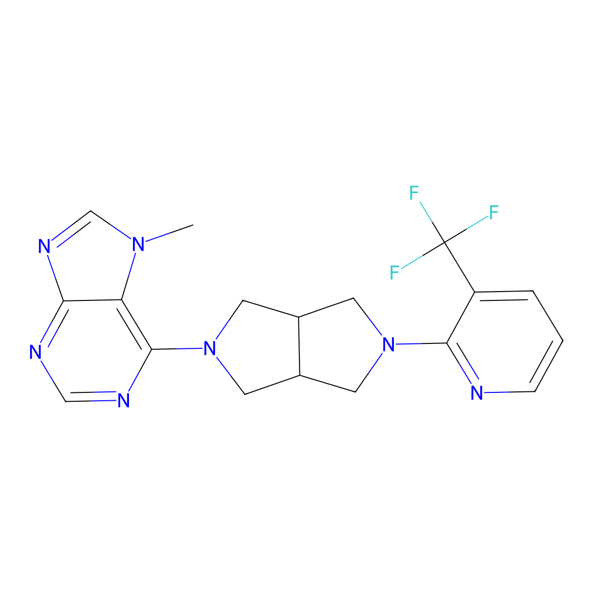 7-methyl-6-{5-[3-(trifluoromethyl)pyridin-2-yl]-octahydropyrrolo[3,4-c]pyrrol-2-yl}-7H-purine molecular structure, CAS 2742064-51-1