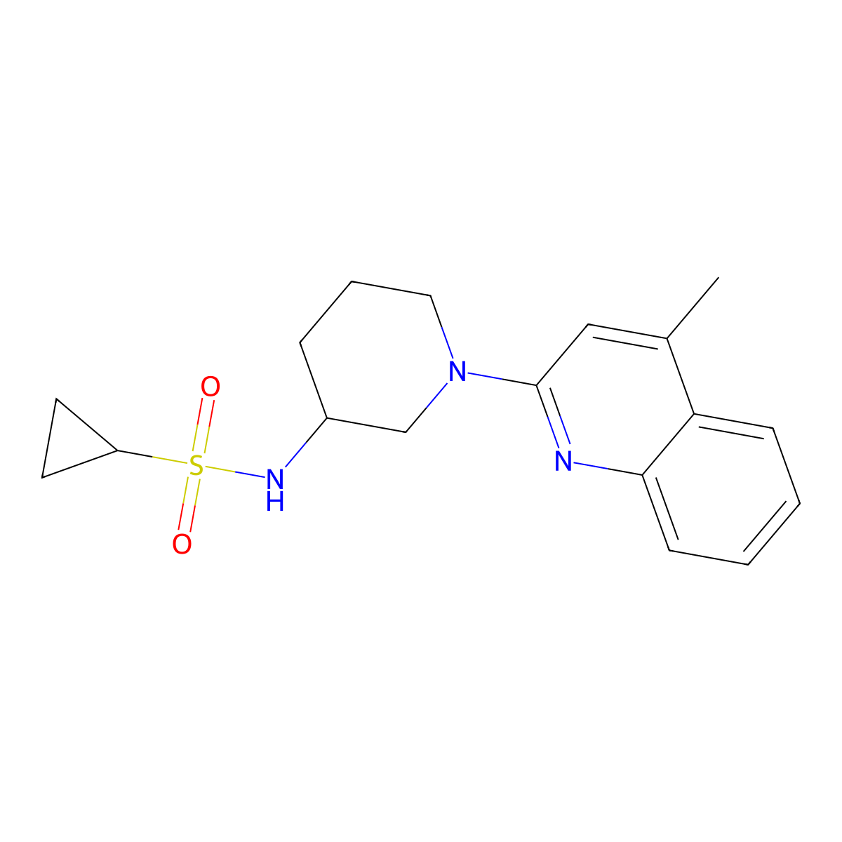 N-[1-(4-methylquinolin-2-yl)piperidin-3-yl]cyclopropanesulfonamide molecular structure, CAS 2742064-63-5