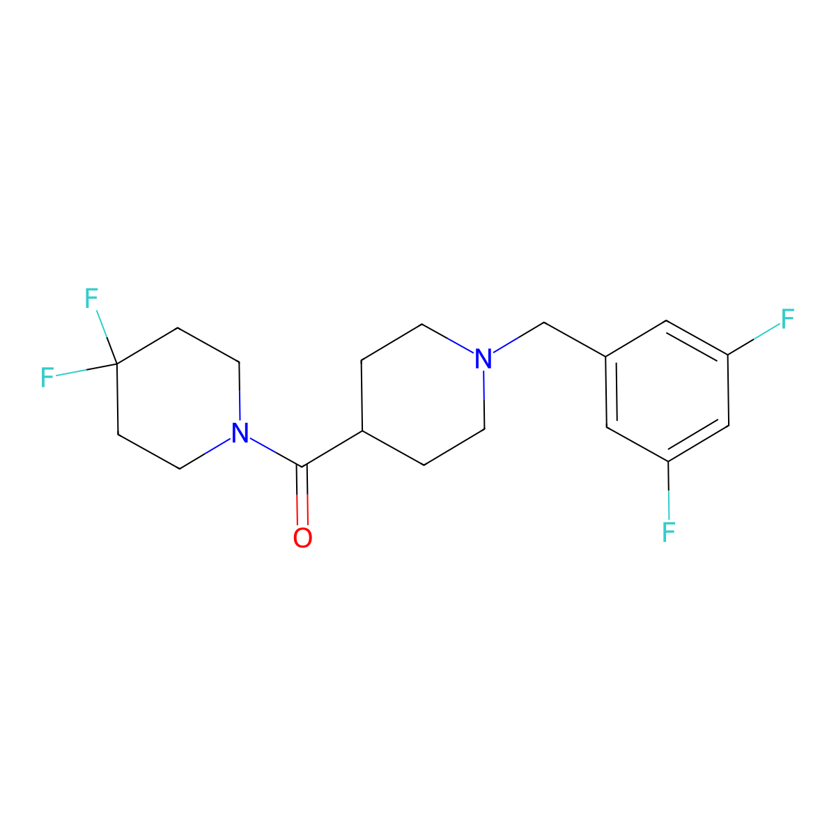 1-{1-[(3,5-Difluorophenyl)methyl]piperidine-4-carbonyl}-4,4-difluoropiperidine molecular structure, CAS 2742064-76-0