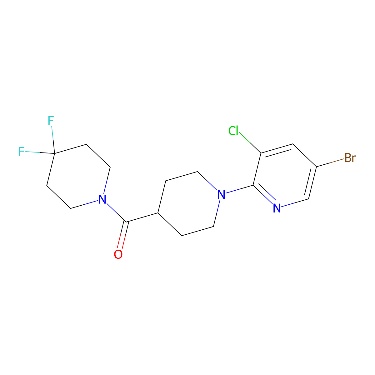 5-Bromo-3-chloro-2-[4-(4,4-difluoropiperidine-1-carbonyl)piperidin-1-yl]pyridine molecular structure, CAS 2742064-78-2