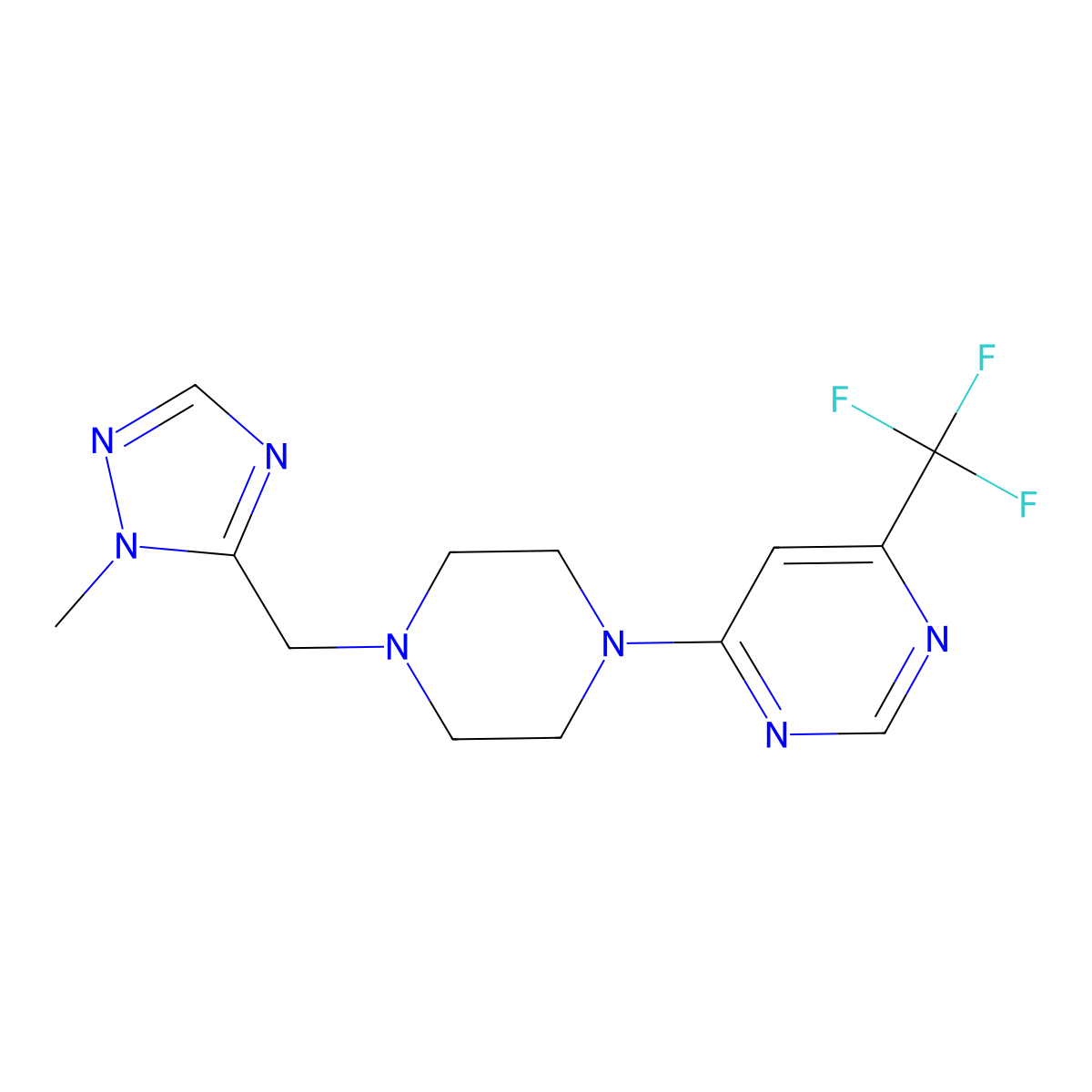 4-{4-[(1-methyl-1H-1,2,4-triazol-5-yl)methyl]piperazin-1-yl}-6-(trifluoromethyl)pyrimidine molecular structure, CAS 2742064-86-2