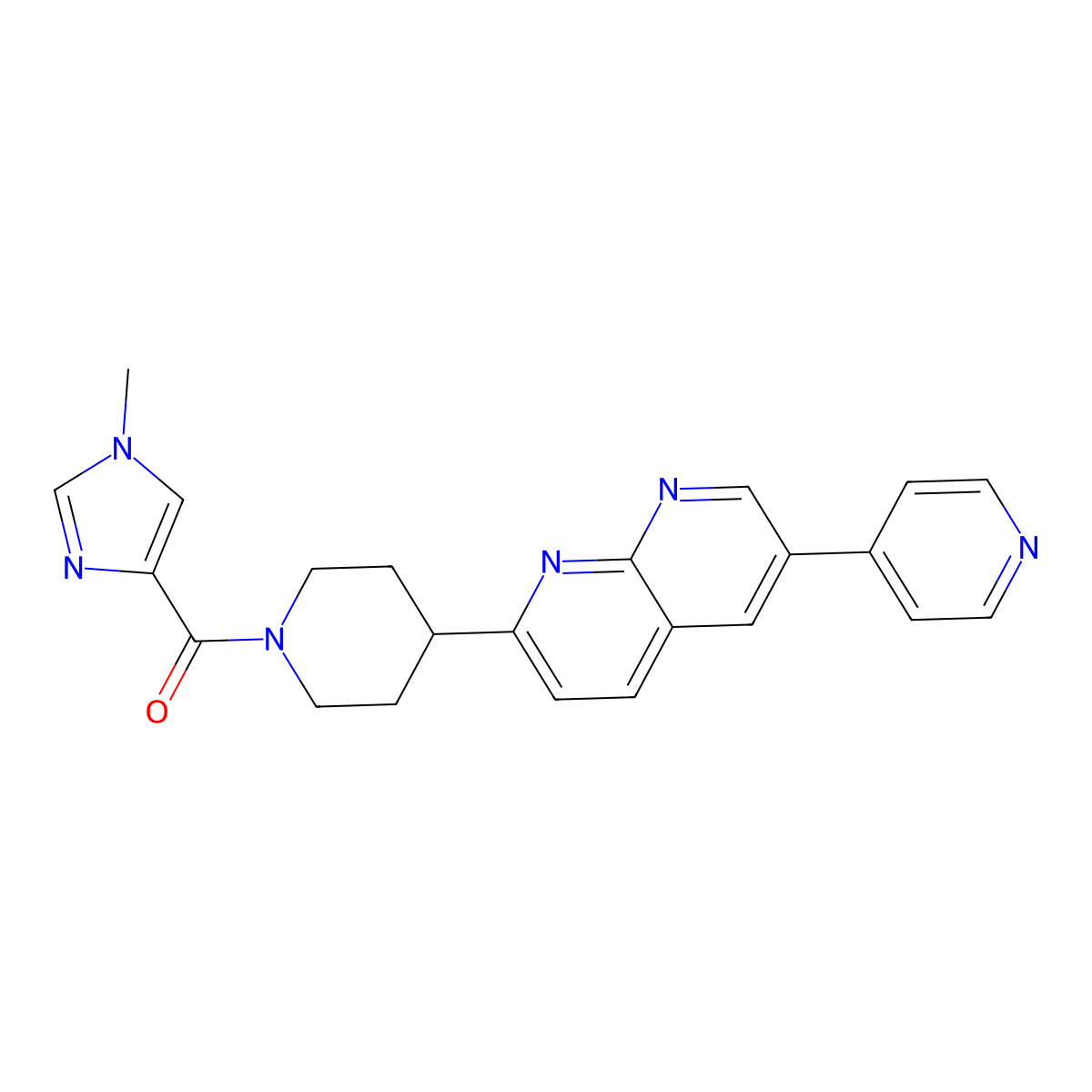 2-[1-(1-methyl-1H-imidazole-4-carbonyl)piperidin-4-yl]-6-(pyridin-4-yl)-1,8-naphthyridine molecular structure, CAS 2742064-93-1
