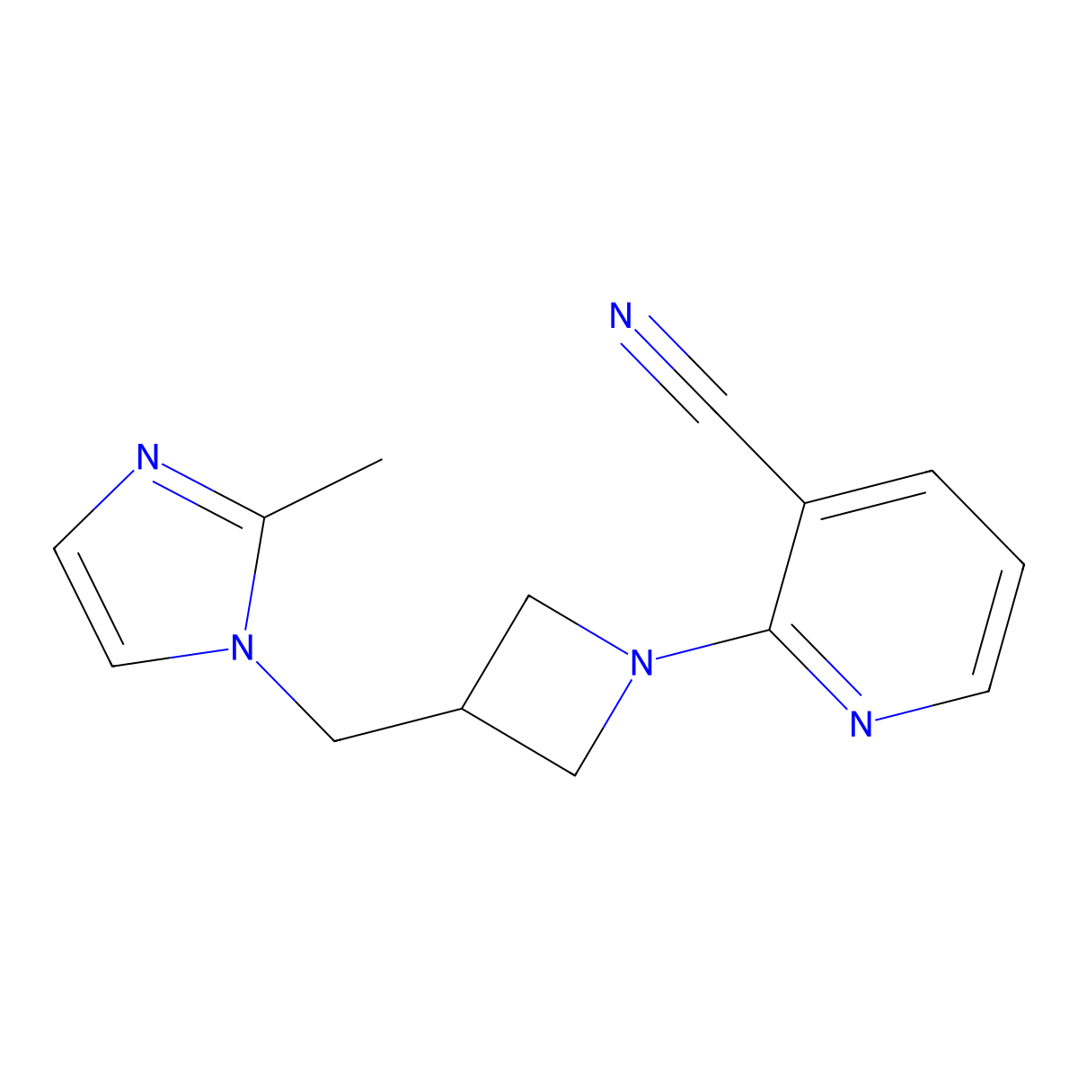 2-{3-[(2-methyl-1H-imidazol-1-yl)methyl]azetidin-1-yl}pyridine-3-carbonitrile molecular structure, CAS 2742064-99-7