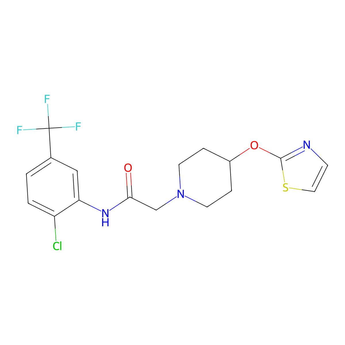 N-[2-chloro-5-(trifluoromethyl)phenyl]-2-[4-(1,3-thiazol-2-yloxy)piperidin-1-yl]acetamide molecular structure, CAS 2742065-05-8