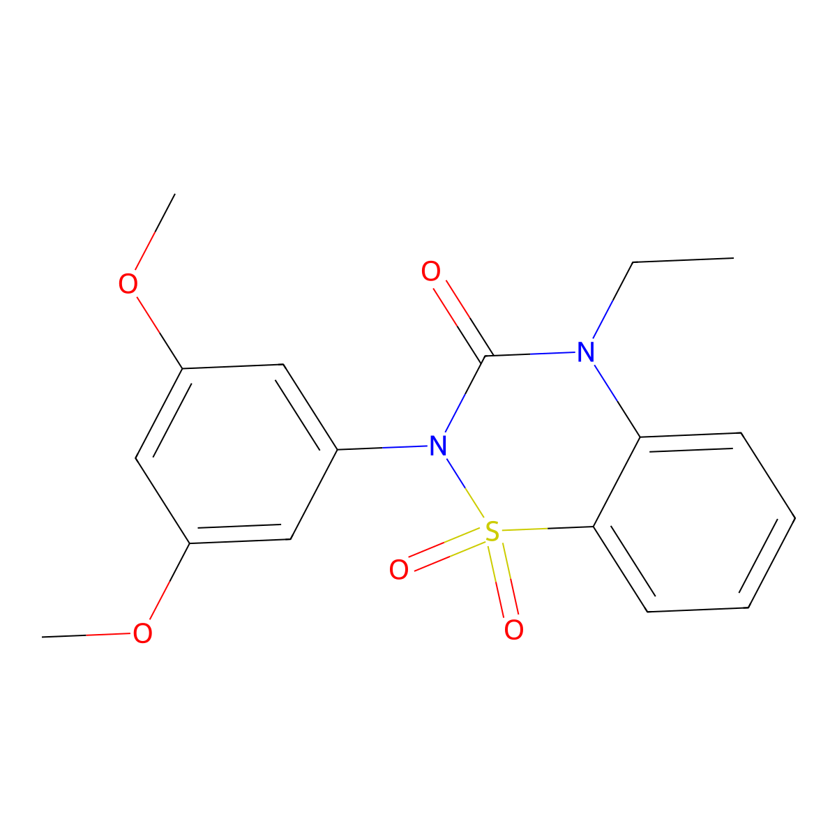 2-(3,5-Dimethoxyphenyl)-4-ethyl-1,1-dioxo-1lambda6,2,4-benzothiadiazin-3-one molecular structure, CAS 2742065-09-2