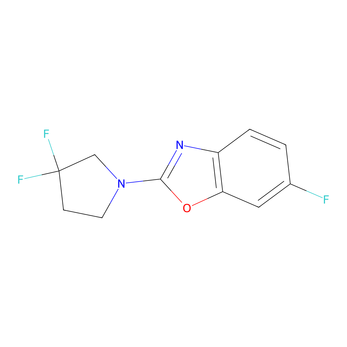2-(3,3-Difluoropyrrolidin-1-yl)-6-fluoro-1,3-benzoxazole molecular structure, CAS 2742065-10-5