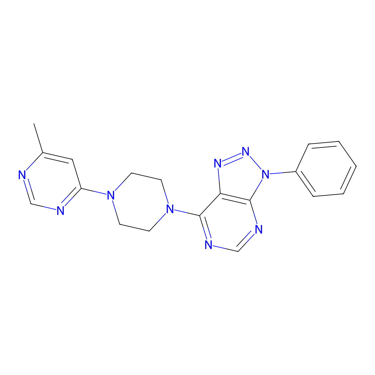 4-methyl-6-(4-{3-phenyl-3H-[1,2,3]triazolo[4,5-d]pyrimidin-7-yl}piperazin-1-yl)pyrimidine molecular structure, CAS 2742065-15-0