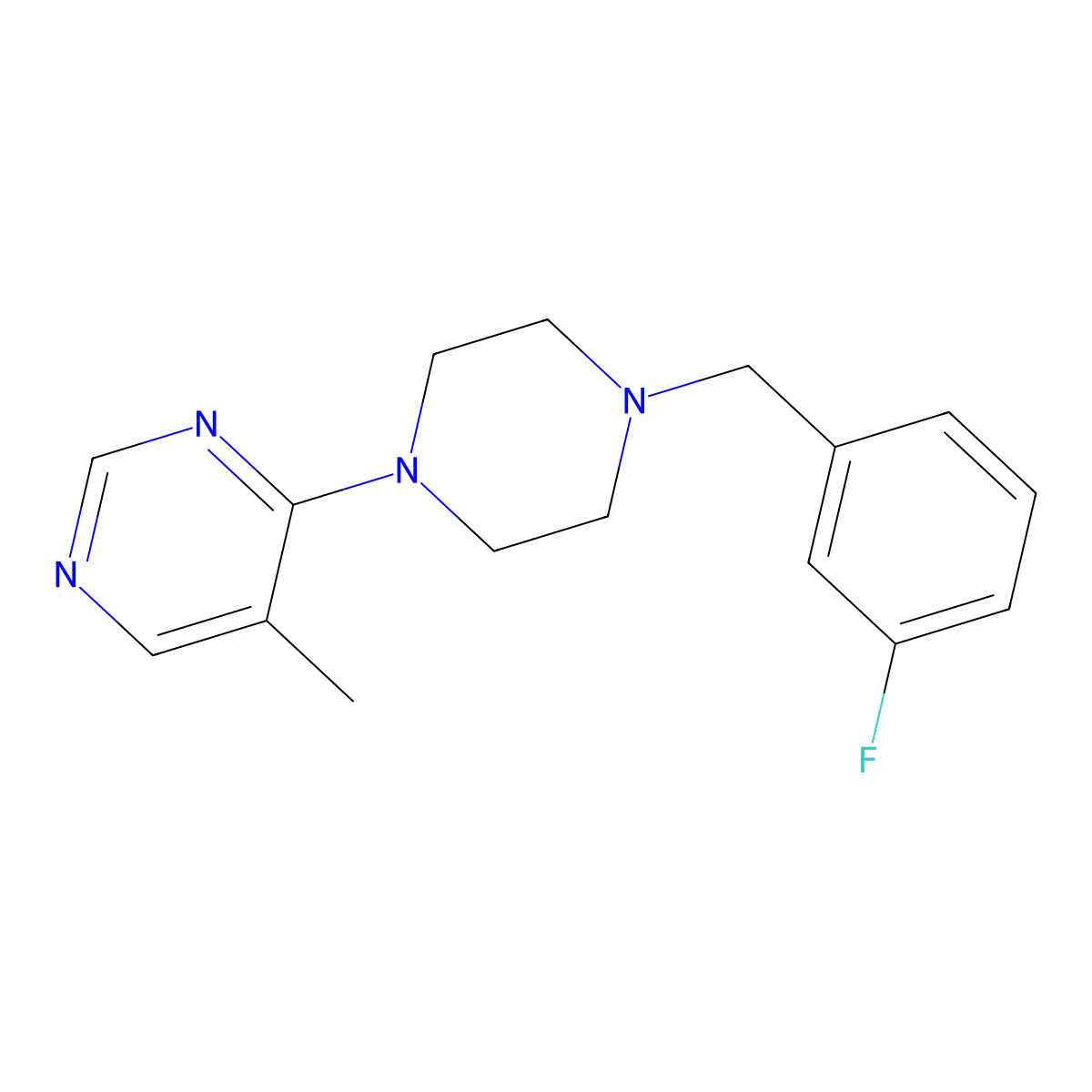 4-{4-[(3-Fluorophenyl)methyl]piperazin-1-yl}-5-methylpyrimidine molecular structure, CAS 2742065-18-3