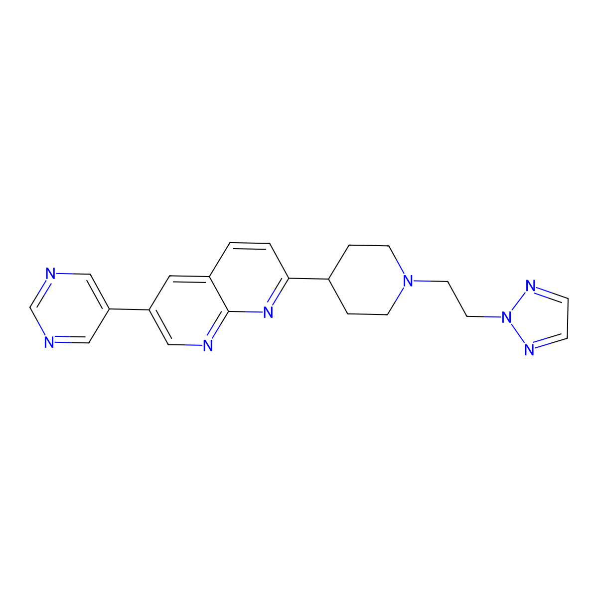 6-(pyrimidin-5-yl)-2-{1-[2-(2H-1,2,3-triazol-2-yl)ethyl]piperidin-4-yl}-1,8-naphthyridine molecular structure, CAS 2742065-21-8