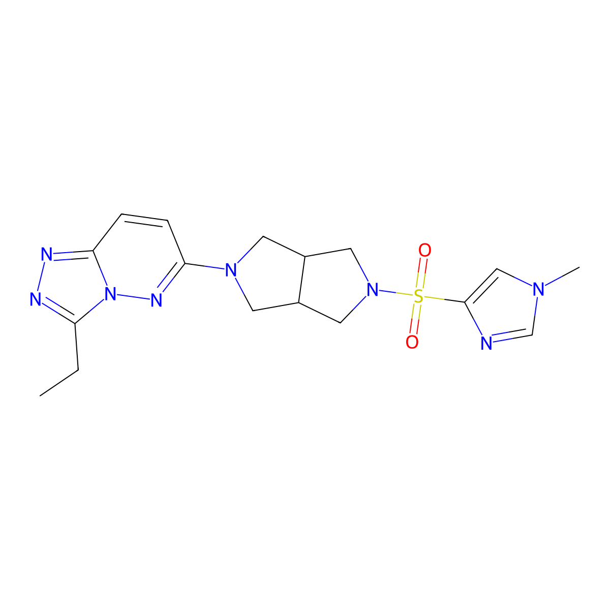 4-[(5-{3-ethyl-[1,2,4]triazolo[4,3-b]pyridazin-6-yl}-octahydropyrrolo[3,4-c]pyrrol-2-yl)sulfonyl]-1-methyl-1H-imidazole molecular structure, CAS 2742065-23-0