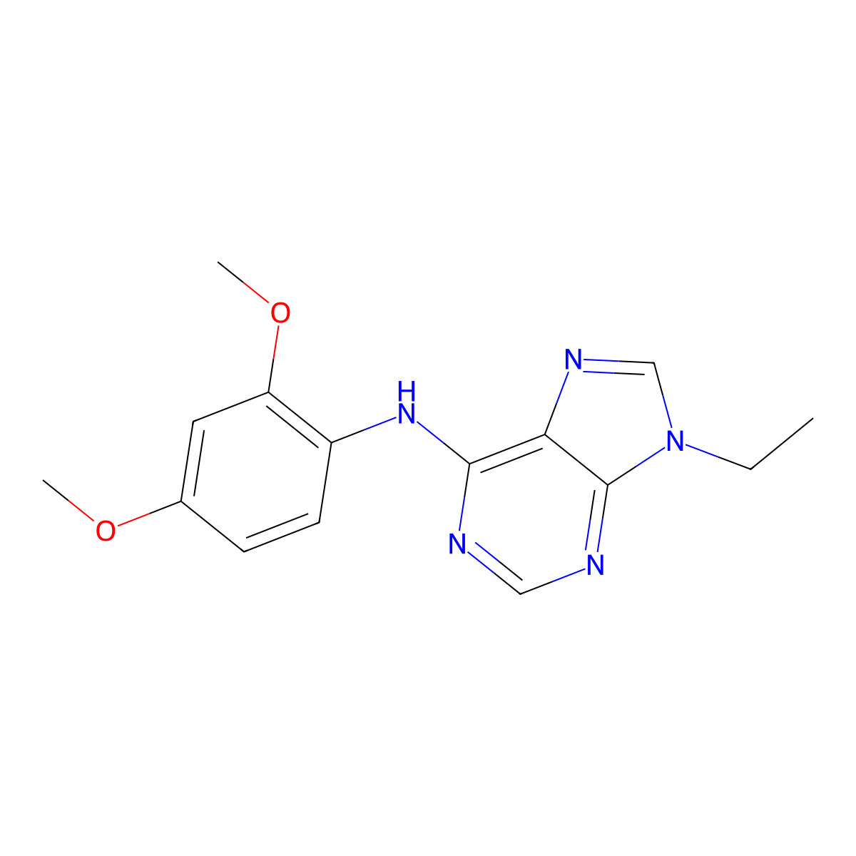 N-(2,4-dimethoxyphenyl)-9-ethyl-9H-purin-6-amine molecular structure, CAS 2742065-31-0