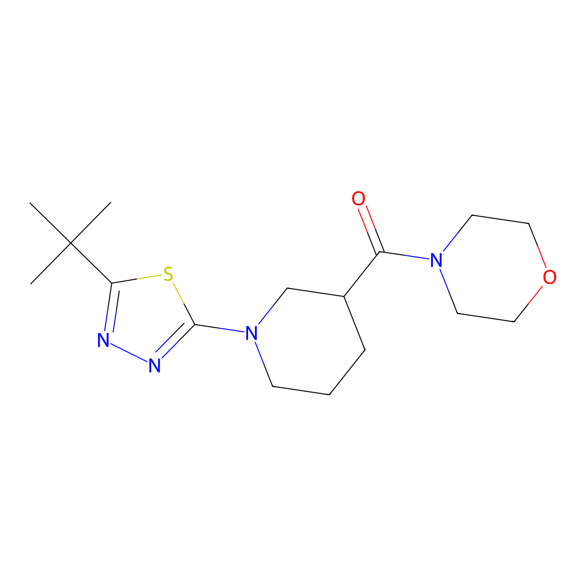 4-[1-(5-Tert-butyl-1,3,4-thiadiazol-2-yl)piperidine-3-carbonyl]morpholine molecular structure, CAS 2742065-35-4