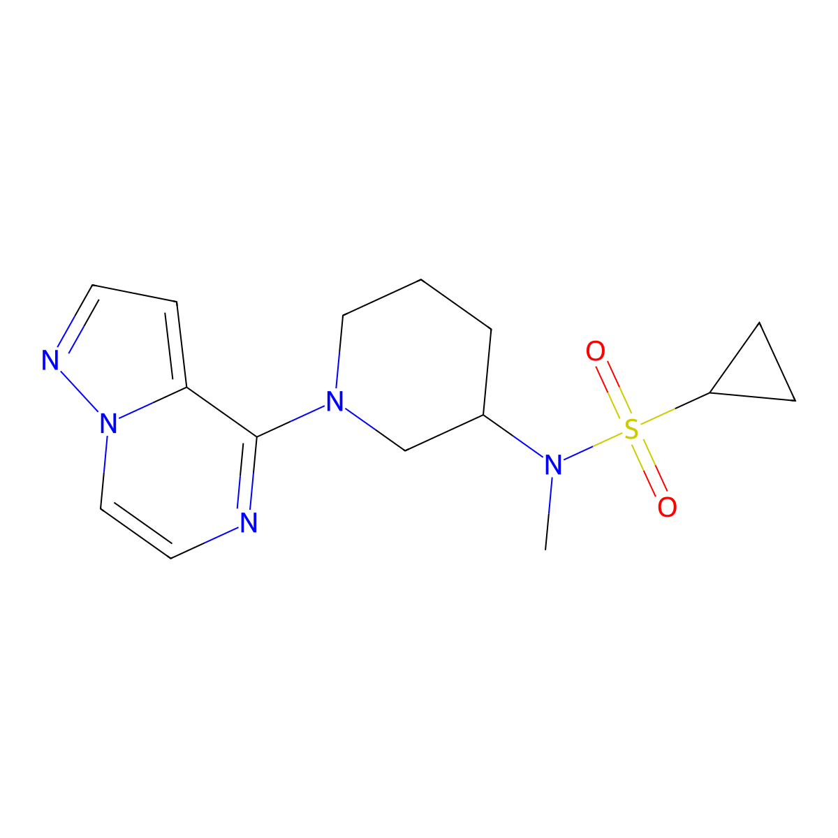 N-methyl-N-(1-{pyrazolo[1,5-a]pyrazin-4-yl}piperidin-3-yl)cyclopropanesulfonamide molecular structure, CAS 2742065-37-6