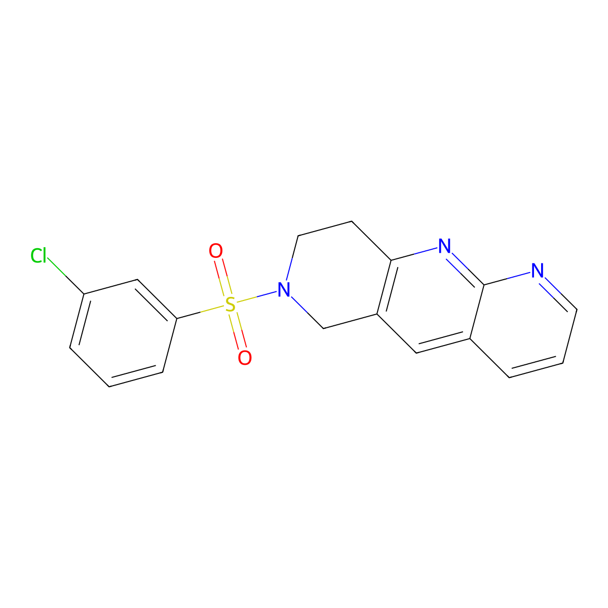 7-(3-chlorobenzenesulfonyl)-6H,7H,8H,9H-pyrido[2,3-b]1,6-naphthyridine molecular structure, CAS 2742065-38-7