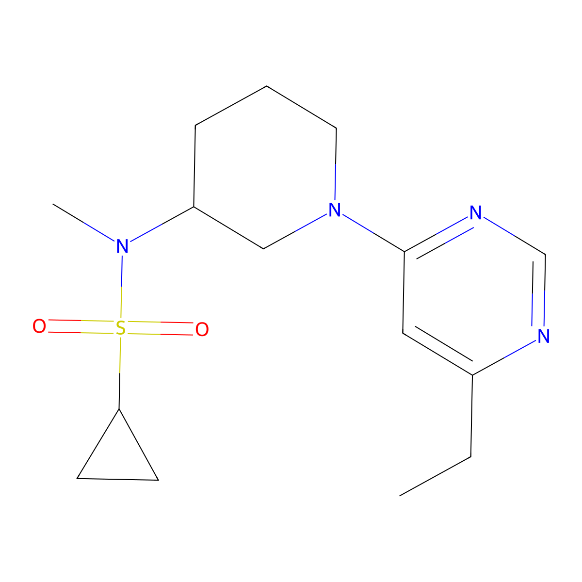 N-[1-(6-ethylpyrimidin-4-yl)piperidin-3-yl]-N-methylcyclopropanesulfonamide molecular structure, CAS 2742065-41-2