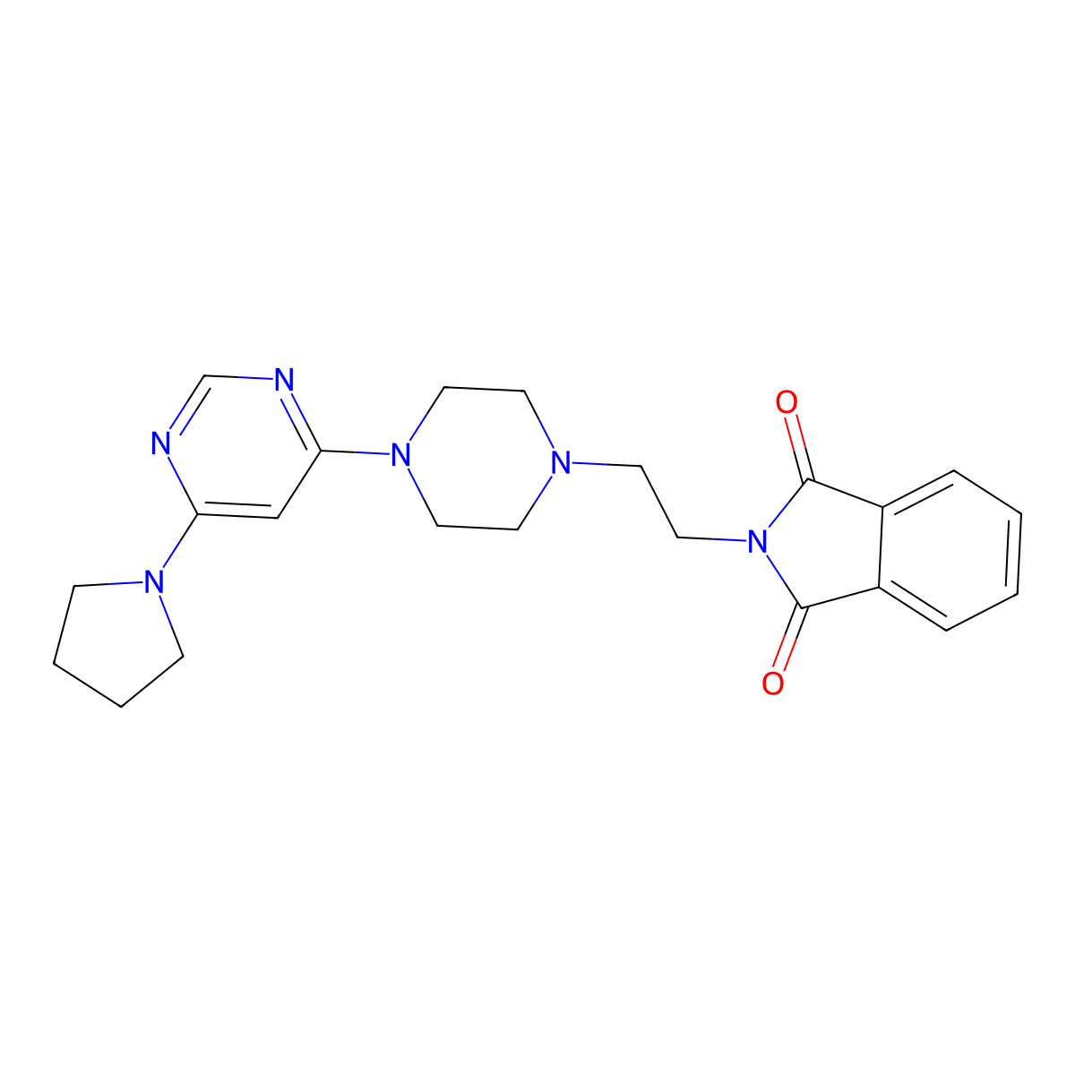 2-(2-{4-[6-(pyrrolidin-1-yl)pyrimidin-4-yl]piperazin-1-yl}ethyl)-2,3-dihydro-1H-isoindole-1,3-dione molecular structure, CAS 2742065-43-4