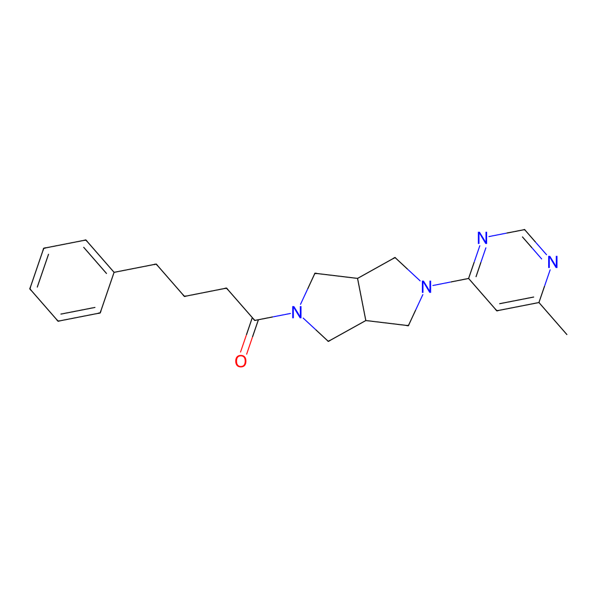 1-[5-(6-Methylpyrimidin-4-yl)-octahydropyrrolo[3,4-c]pyrrol-2-yl]-4-phenylbutan-1-one molecular structure, CAS 2742065-44-5