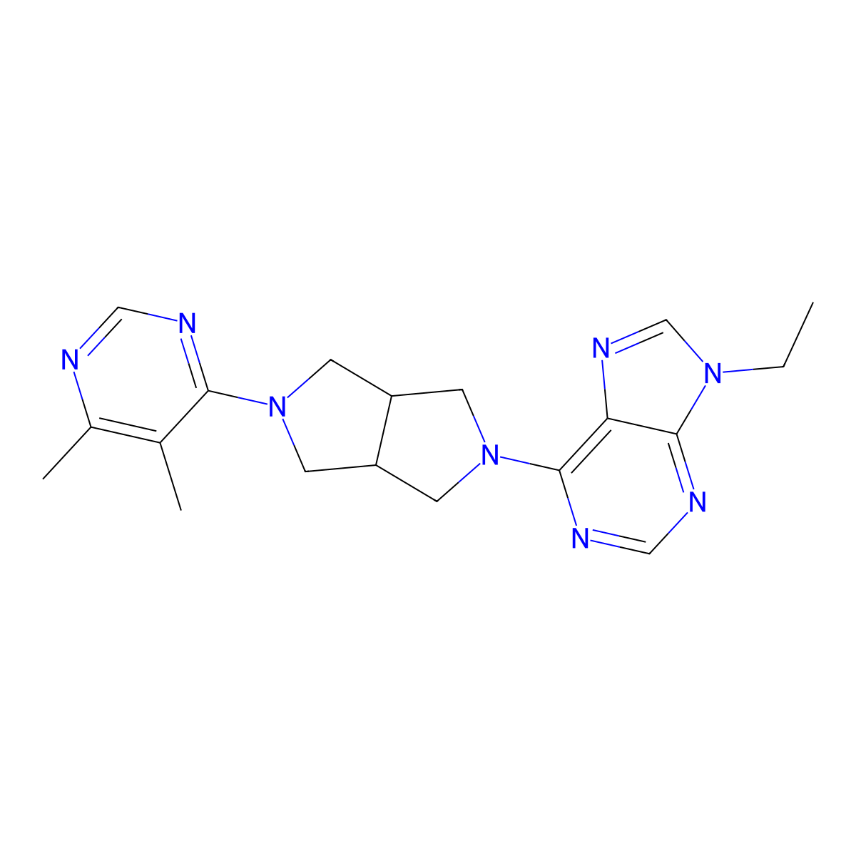 6-[5-(5,6-dimethylpyrimidin-4-yl)-octahydropyrrolo[3,4-c]pyrrol-2-yl]-9-ethyl-9H-purine molecular structure, CAS 2742065-45-6