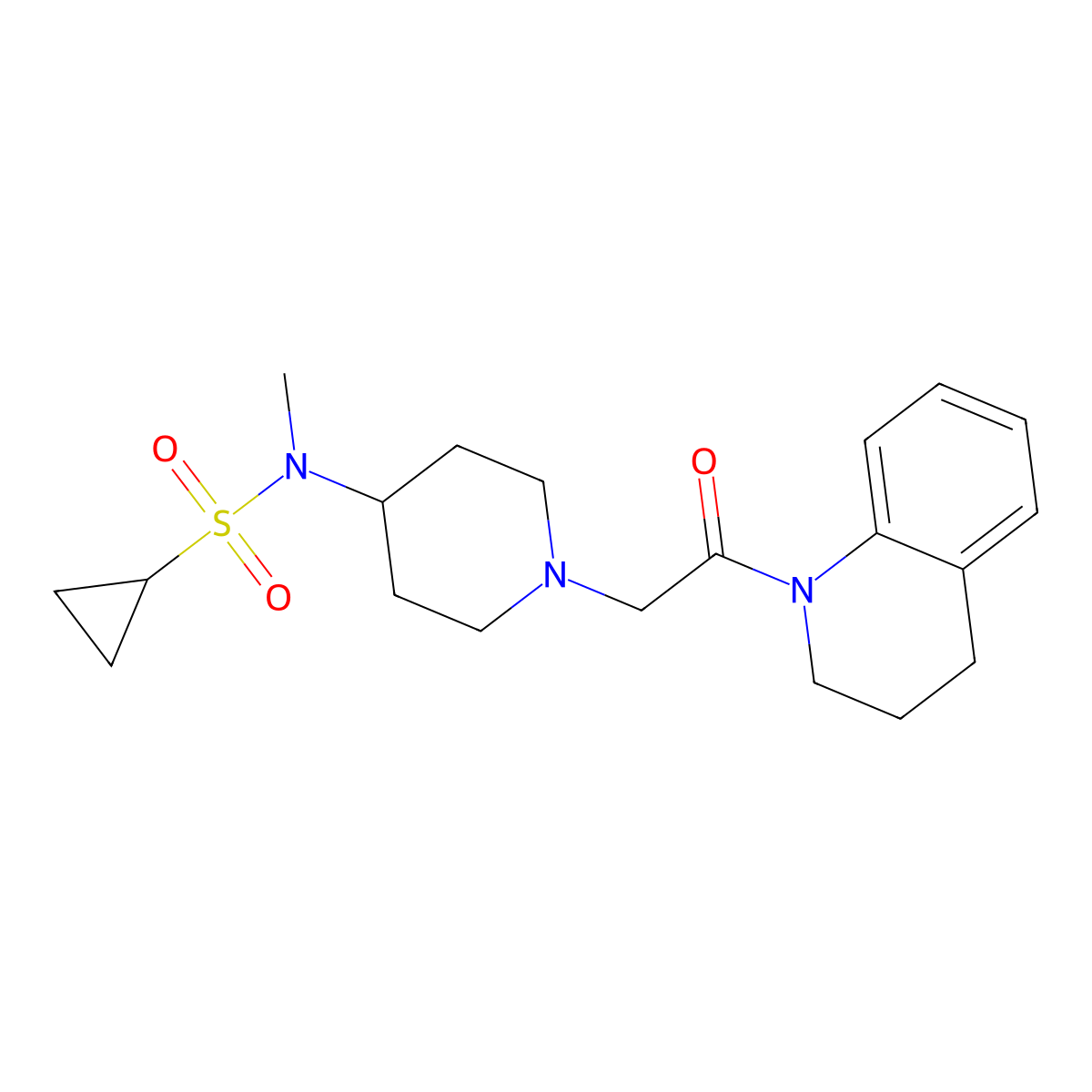 N-methyl-N-{1-[2-oxo-2-(1,2,3,4-tetrahydroquinolin-1-yl)ethyl]piperidin-4-yl}cyclopropanesulfonamide molecular structure, CAS 2742065-52-5