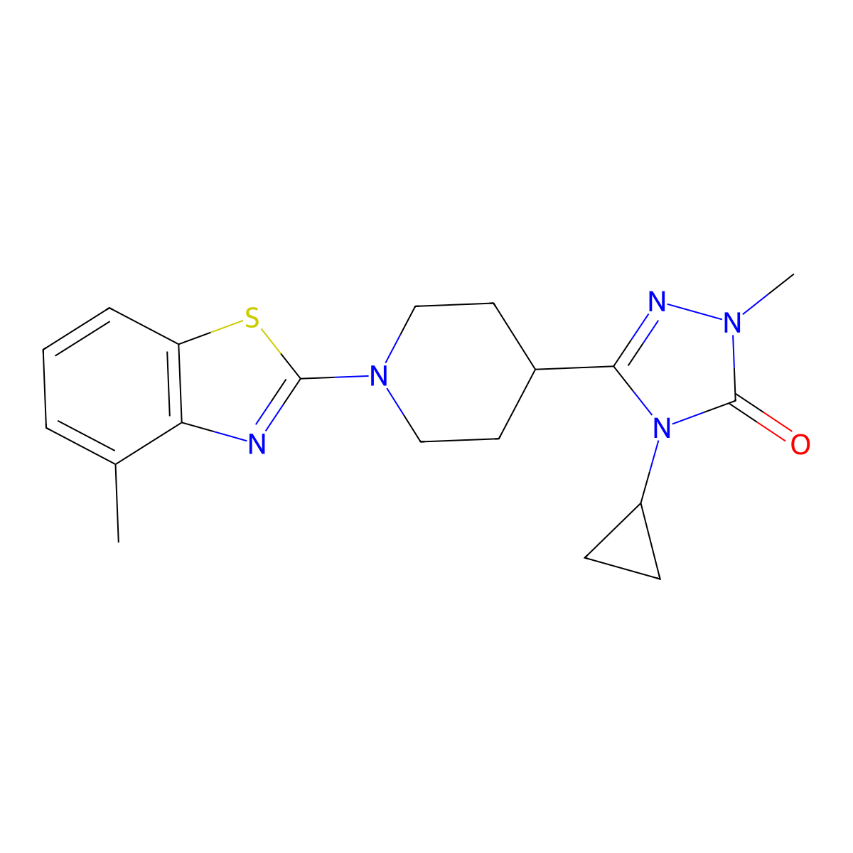 4-cyclopropyl-1-methyl-3-[1-(4-methyl-1,3-benzothiazol-2-yl)piperidin-4-yl]-4,5-dihydro-1H-1,2,4-triazol-5-one molecular structure, CAS 2742065-55-8