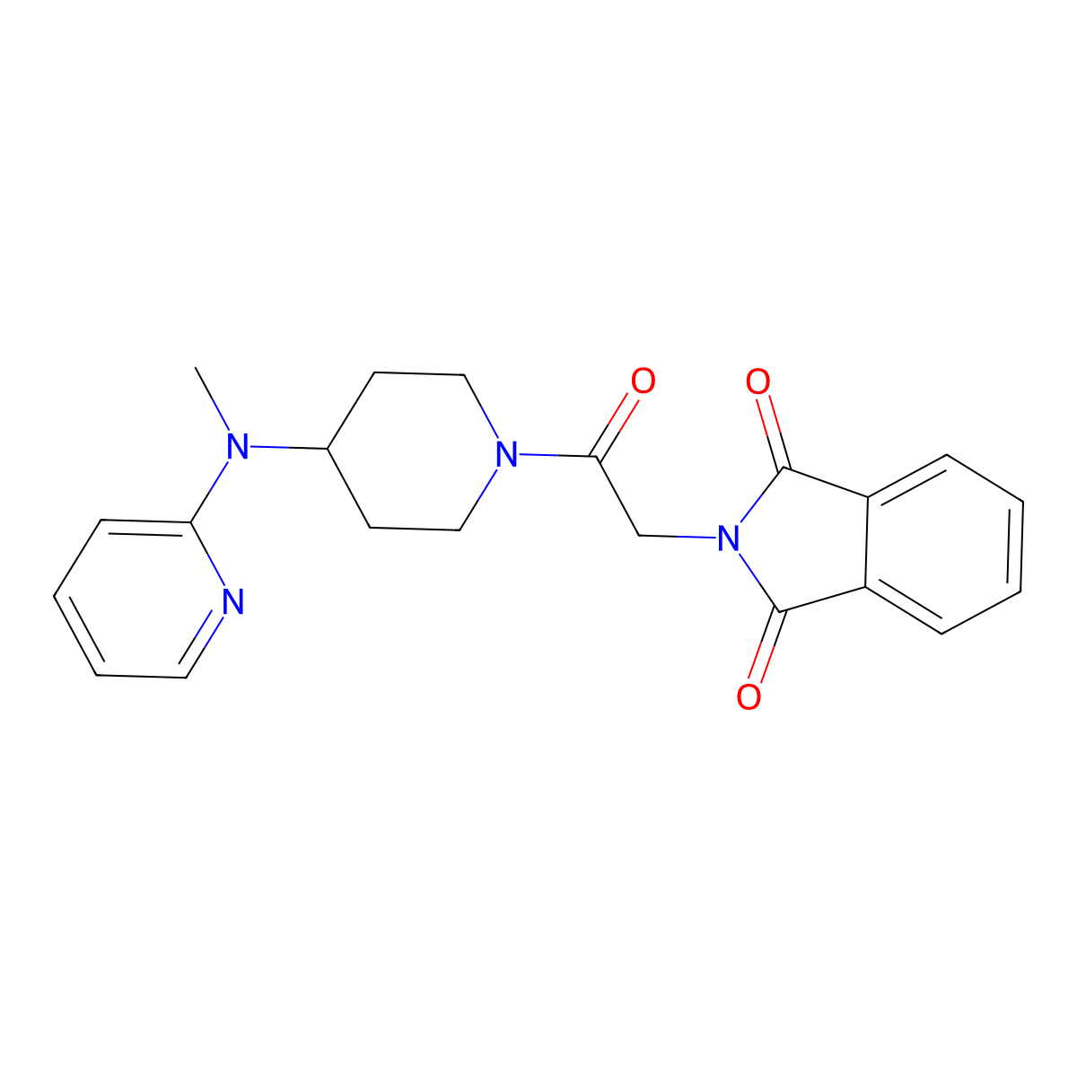 2-(2-{4-[methyl(pyridin-2-yl)amino]piperidin-1-yl}-2-oxoethyl)-2,3-dihydro-1H-isoindole-1,3-dione molecular structure, CAS 2742065-59-2