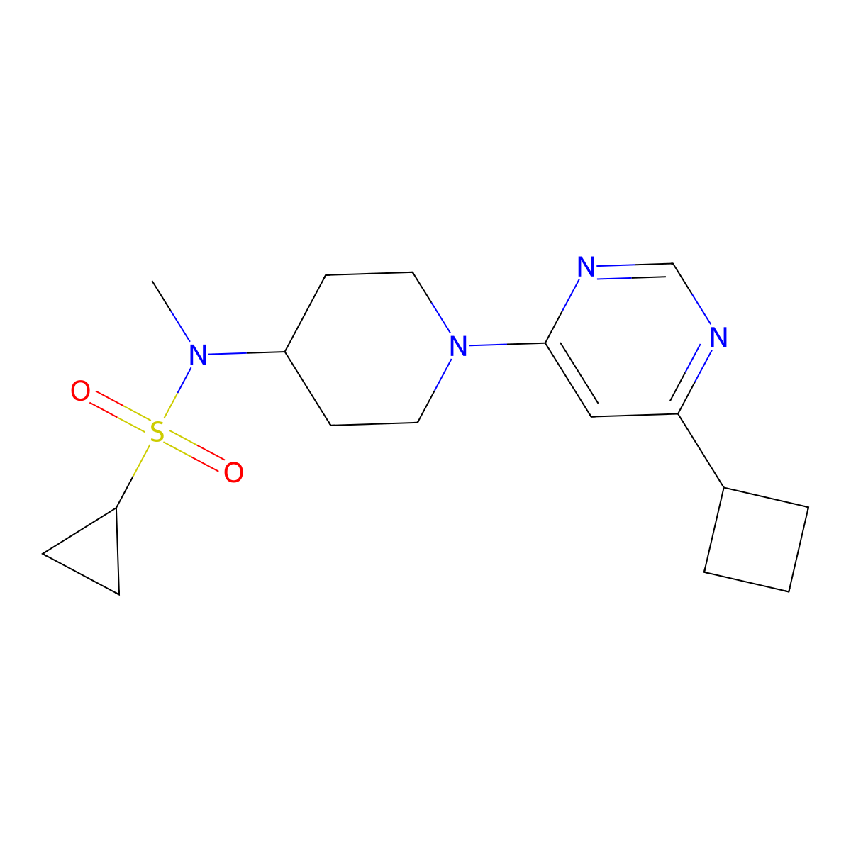N-[1-(6-cyclobutylpyrimidin-4-yl)piperidin-4-yl]-N-methylcyclopropanesulfonamide molecular structure, CAS 2742065-60-5
