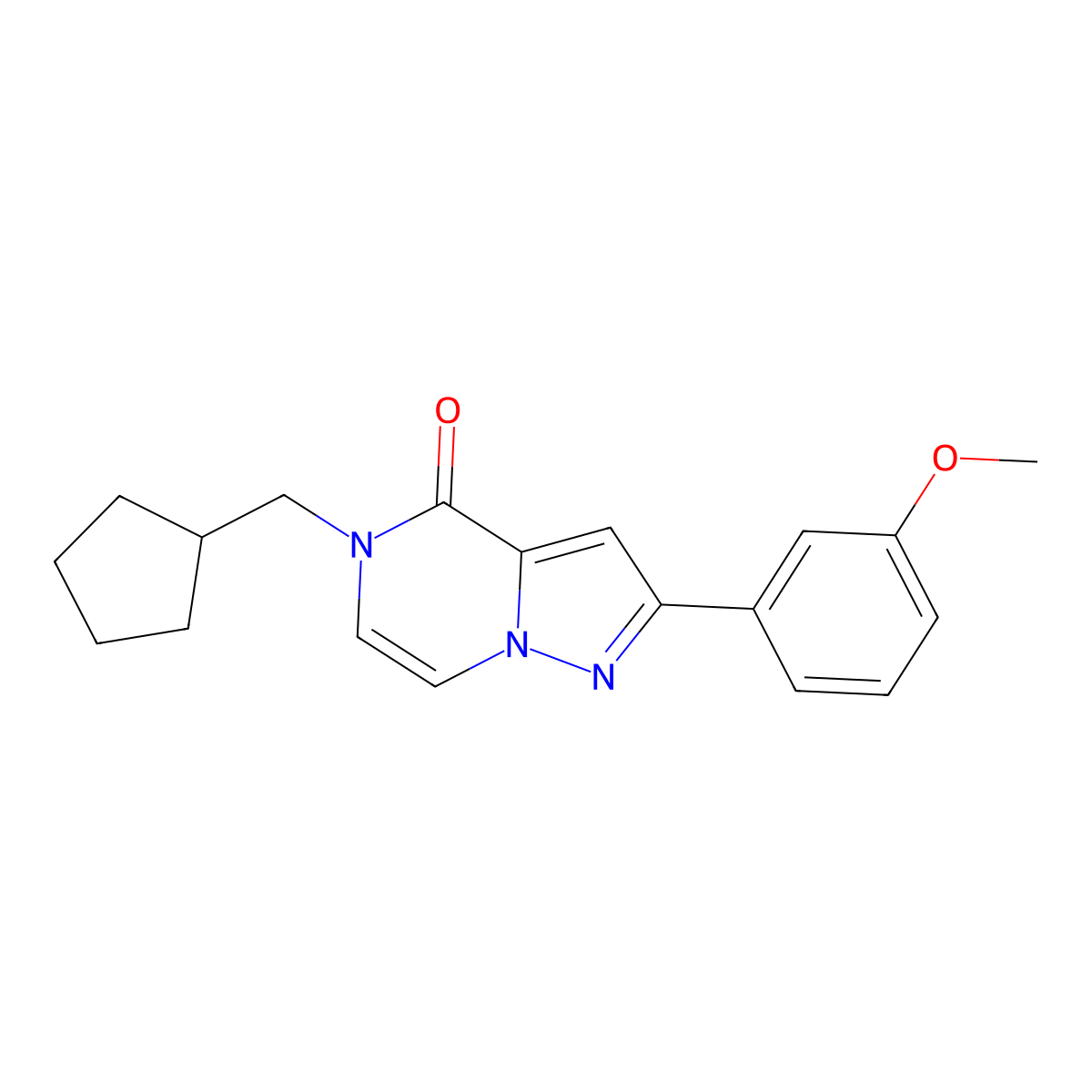 5-(cyclopentylmethyl)-2-(3-methoxyphenyl)-4H,5H-pyrazolo[1,5-a]pyrazin-4-one molecular structure, CAS 2742065-72-9