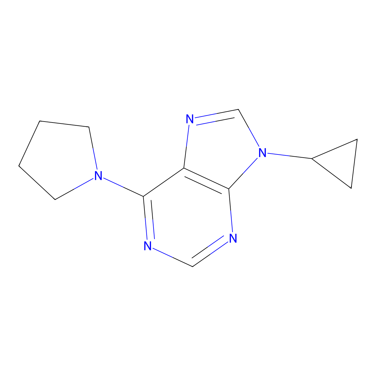 9-cyclopropyl-6-(pyrrolidin-1-yl)-9H-purine molecular structure, CAS 2742065-73-0