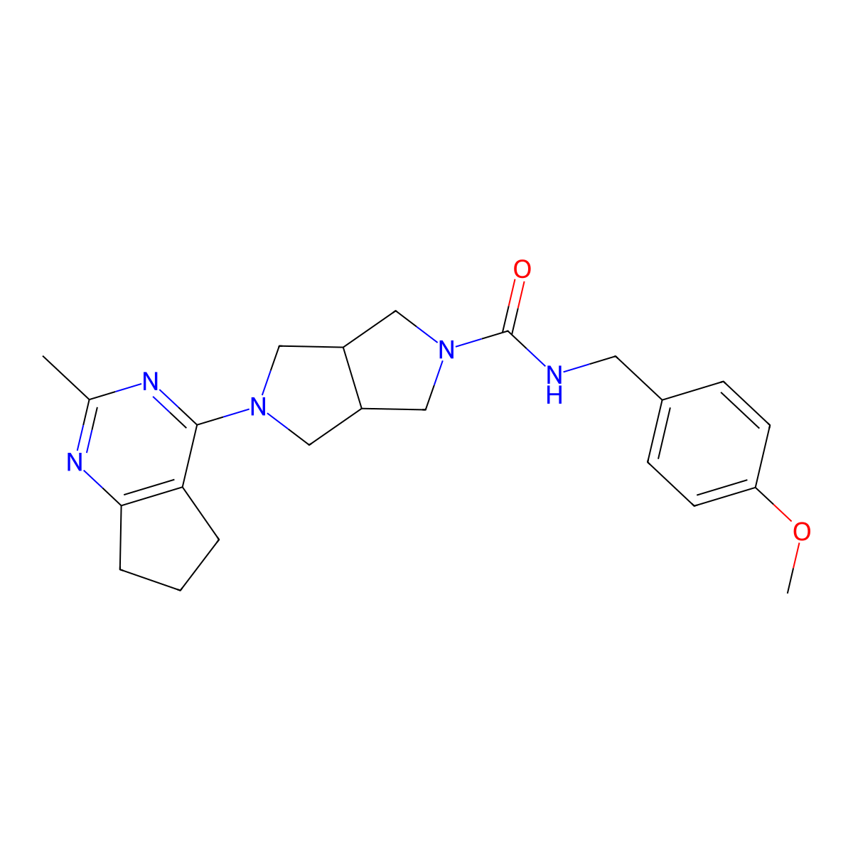N-[(4-methoxyphenyl)methyl]-5-{2-methyl-5H,6H,7H-cyclopenta[d]pyrimidin-4-yl}-octahydropyrrolo[3,4-c]pyrrole-2-carboxamide molecular structure, CAS 2742065-76-3