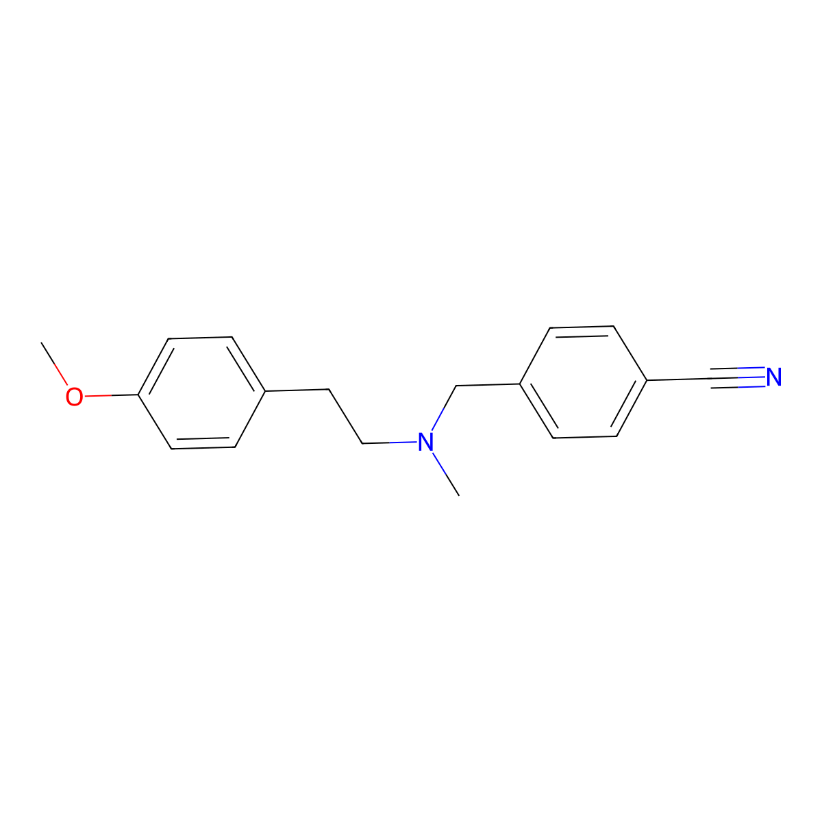 4-({[2-(4-Methoxyphenyl)ethyl](methyl)amino}methyl)benzonitrile molecular structure, CAS 2742065-77-4