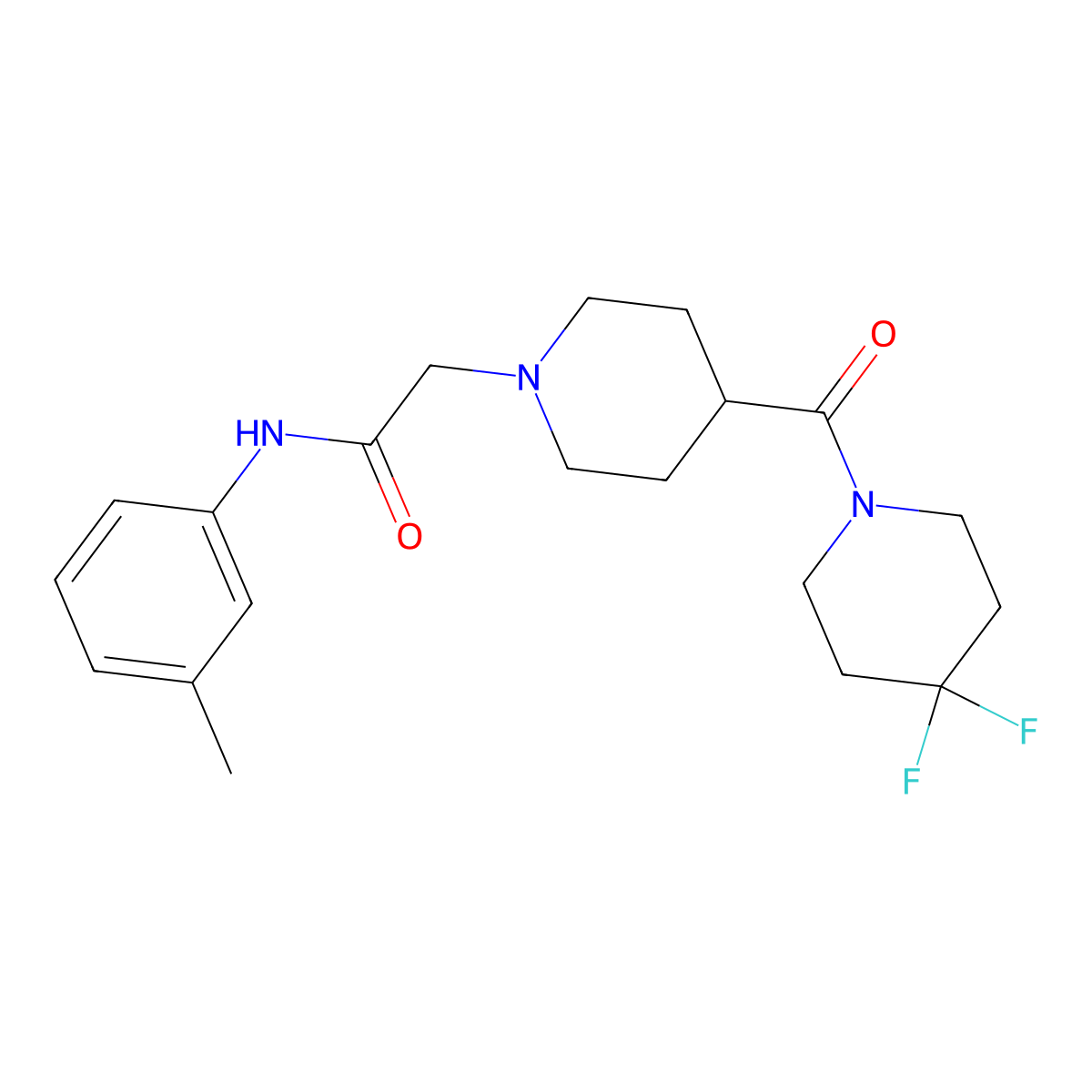 2-[4-(4,4-difluoropiperidine-1-carbonyl)piperidin-1-yl]-N-(3-methylphenyl)acetamide molecular structure, CAS 2742065-79-6