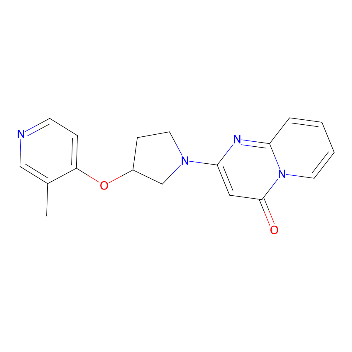 2-{3-[(3-methylpyridin-4-yl)oxy]pyrrolidin-1-yl}-4H-pyrido[1,2-a]pyrimidin-4-one molecular structure, CAS 2742065-80-9