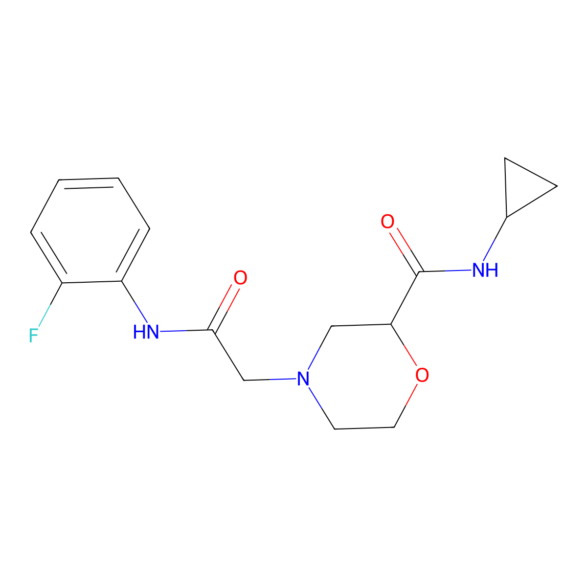 N-cyclopropyl-4-{[(2-fluorophenyl)carbamoyl]methyl}morpholine-2-carboxamide molecular structure, CAS 2742065-88-7