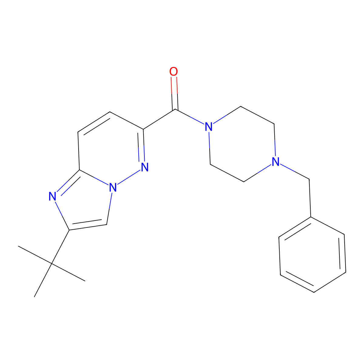 1-Benzyl-4-{2-tert-butylimidazo[1,2-b]pyridazine-6-carbonyl}piperazine molecular structure, CAS 2742065-92-3