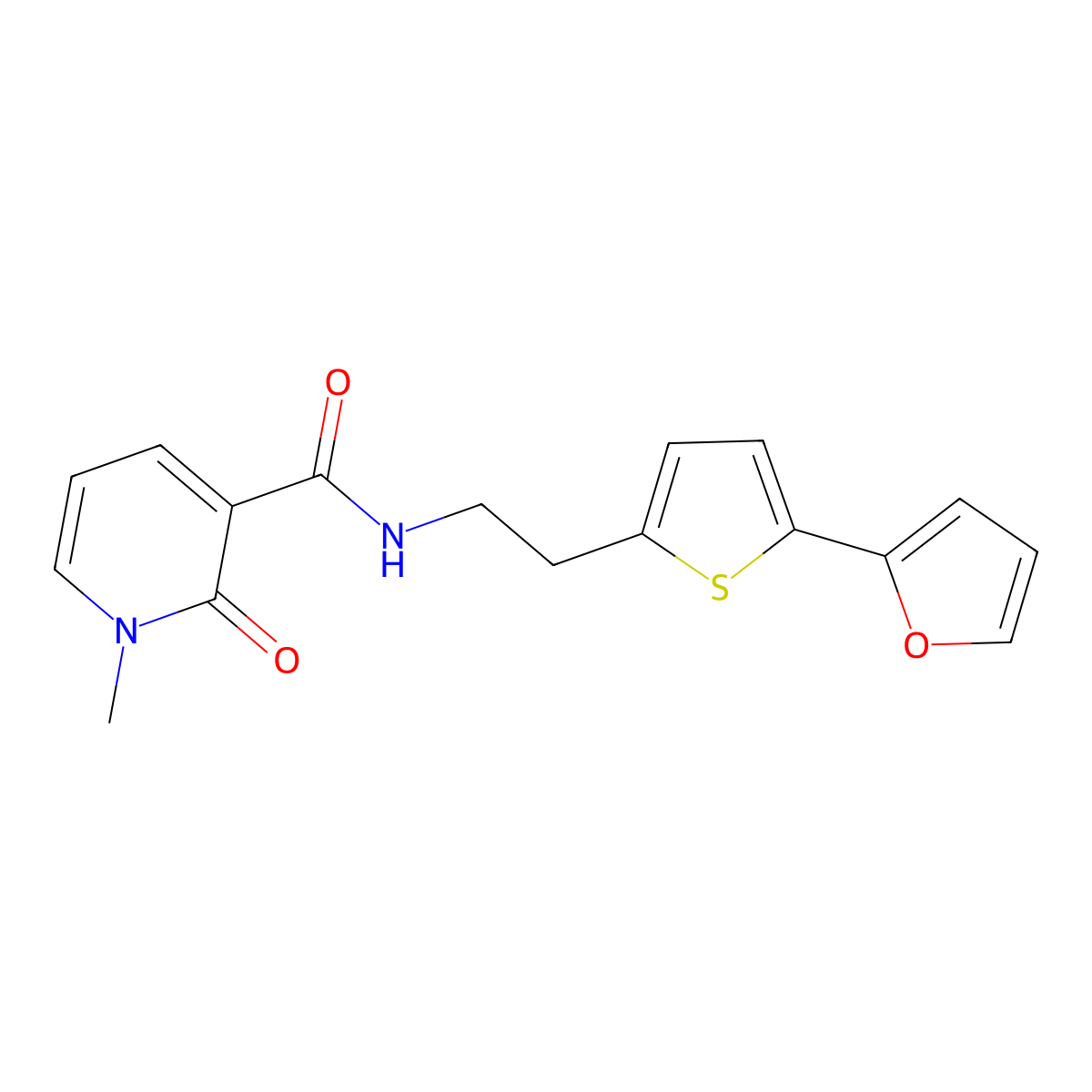 N-{2-[5-(furan-2-yl)thiophen-2-yl]ethyl}-1-methyl-2-oxo-1,2-dihydropyridine-3-carboxamide molecular structure, CAS 2742065-93-4