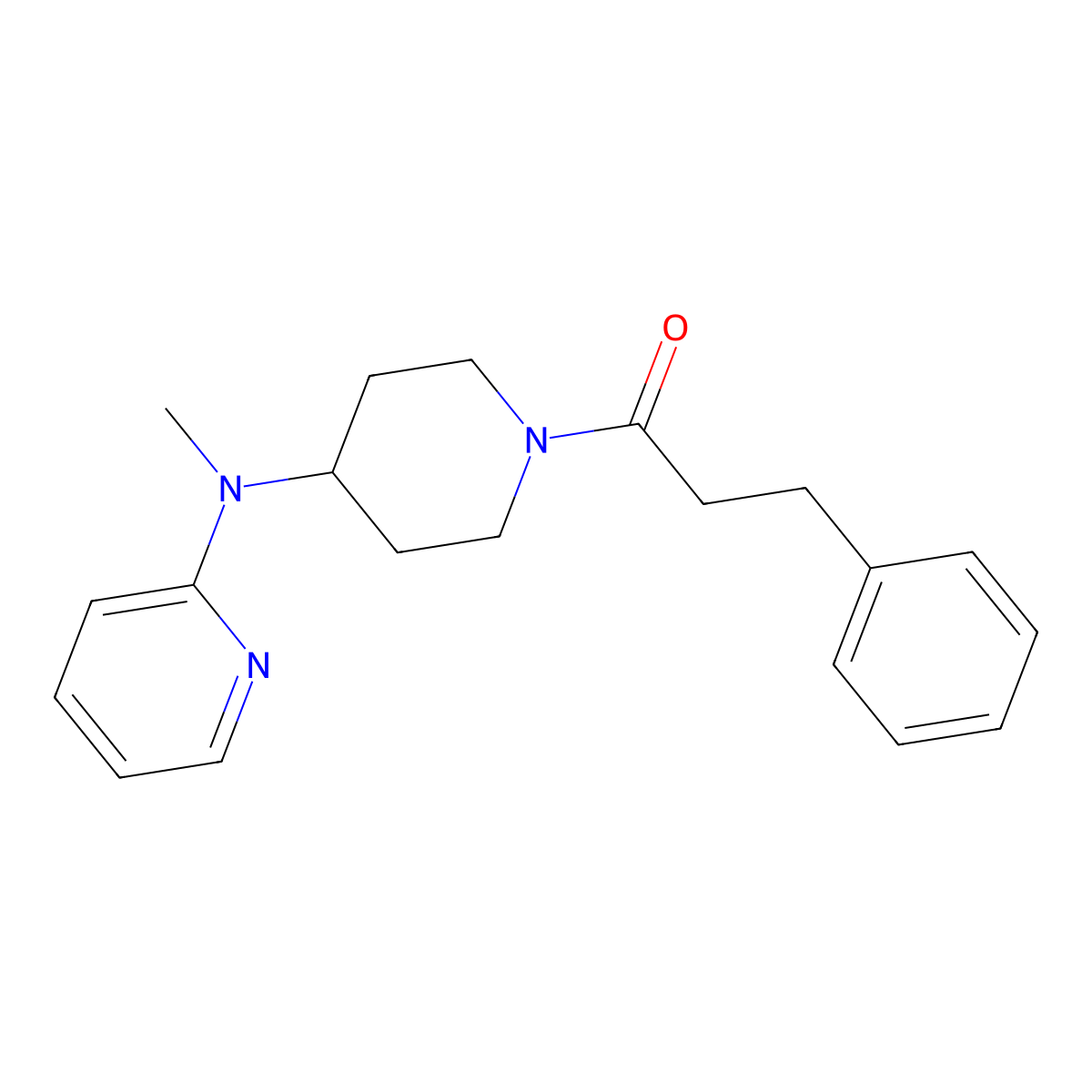 1-{4-[Methyl(pyridin-2-yl)amino]piperidin-1-yl}-3-phenylpropan-1-one molecular structure, CAS 2742065-94-5