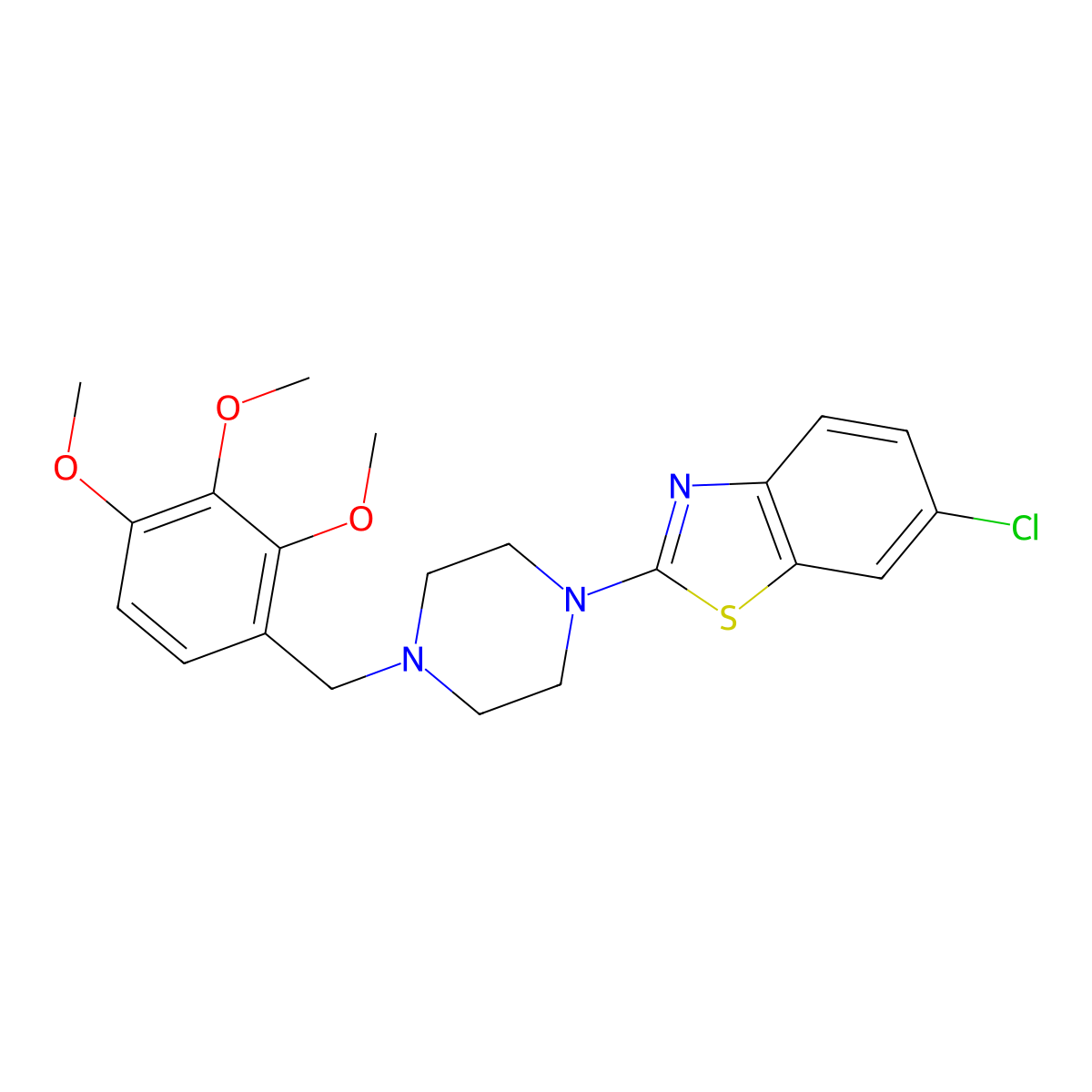 6-Chloro-2-{4-[(2,3,4-trimethoxyphenyl)methyl]piperazin-1-yl}-1,3-benzothiazole molecular structure, CAS 2742065-97-8
