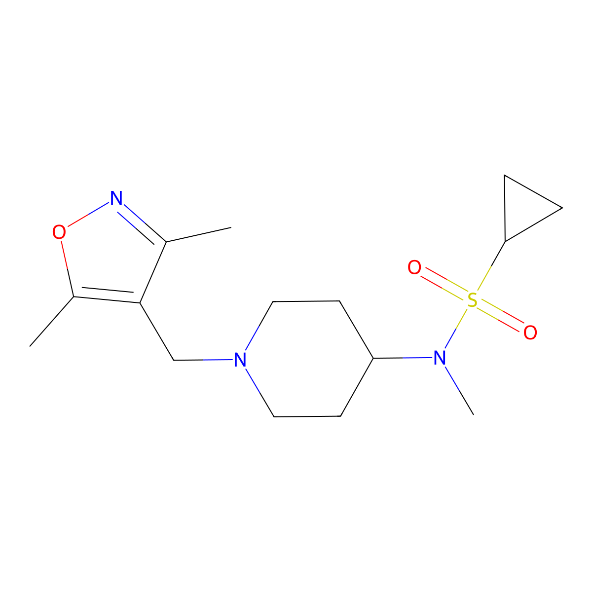 N-{1-[(3,5-dimethyl-1,2-oxazol-4-yl)methyl]piperidin-4-yl}-N-methylcyclopropanesulfonamide molecular structure, CAS 2742065-99-0
