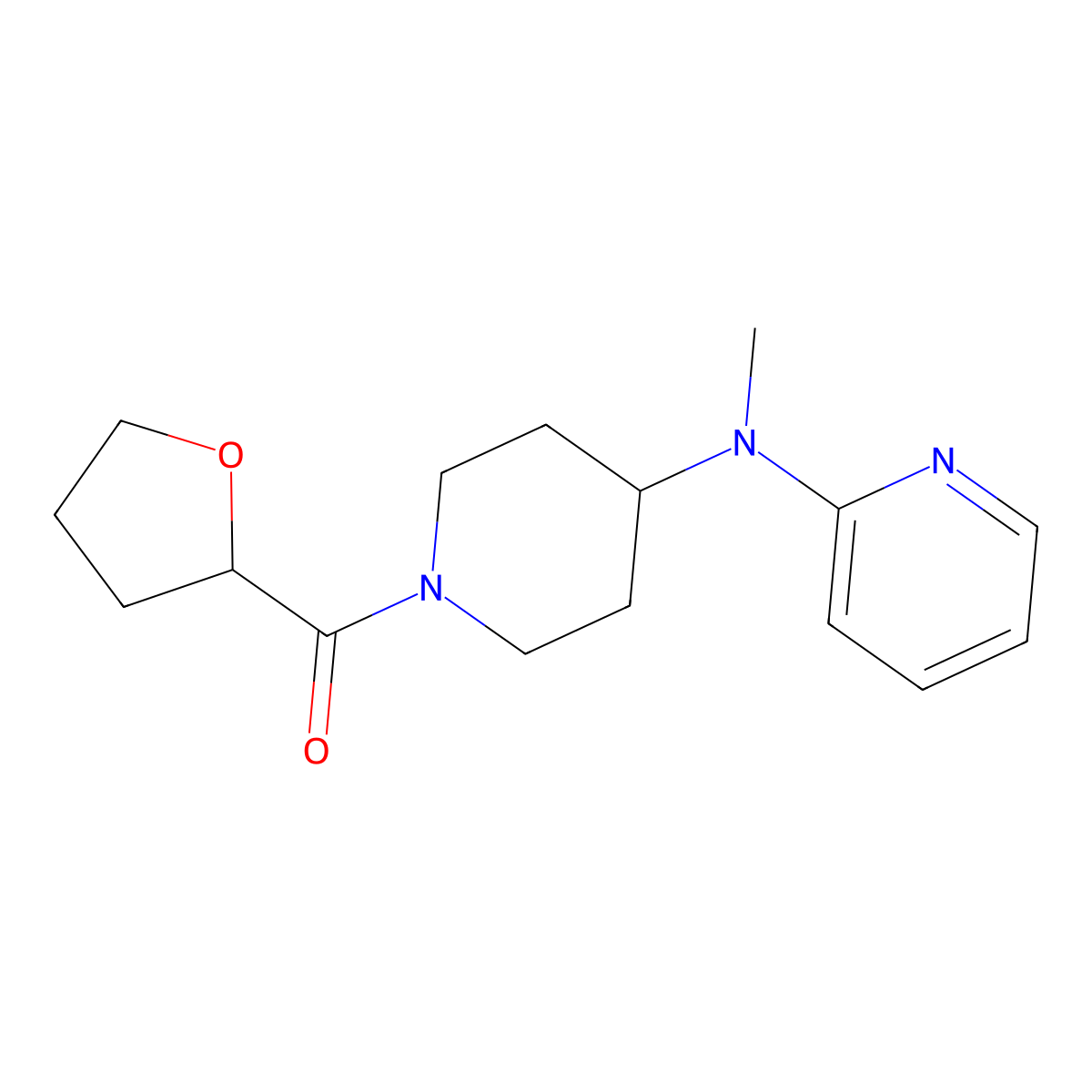 N-methyl-N-[1-(oxolane-2-carbonyl)piperidin-4-yl]pyridin-2-amine molecular structure, CAS 2742066-01-7