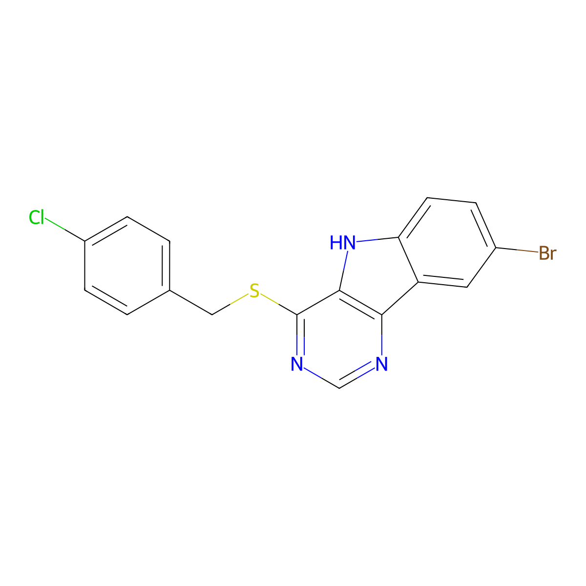 8-bromo-4-{[(4-chlorophenyl)methyl]sulfanyl}-5H-pyrimido[5,4-b]indole molecular structure, CAS 2742066-03-9