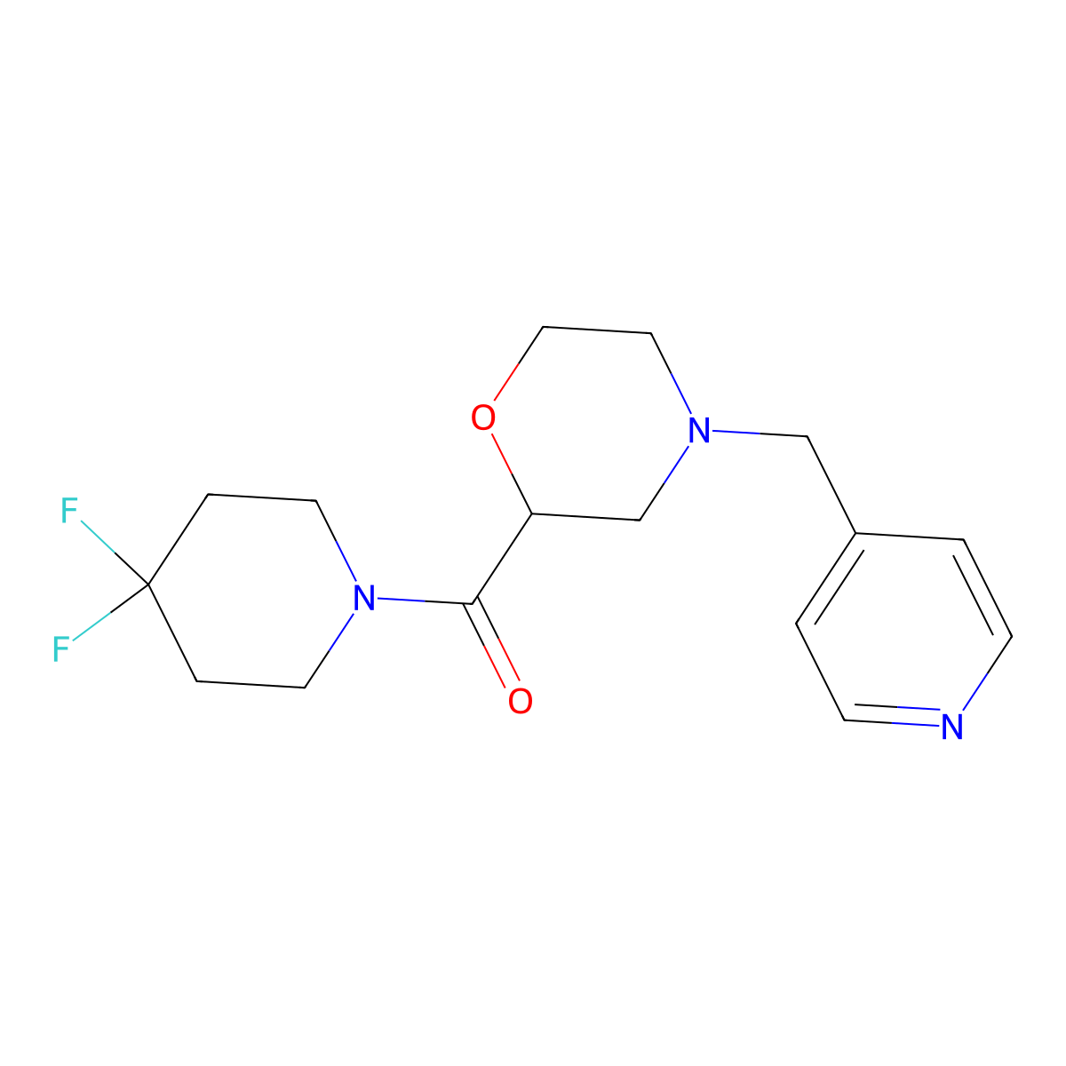 2-(4,4-Difluoropiperidine-1-carbonyl)-4-[(pyridin-4-yl)methyl]morpholine molecular structure, CAS 2742066-10-8