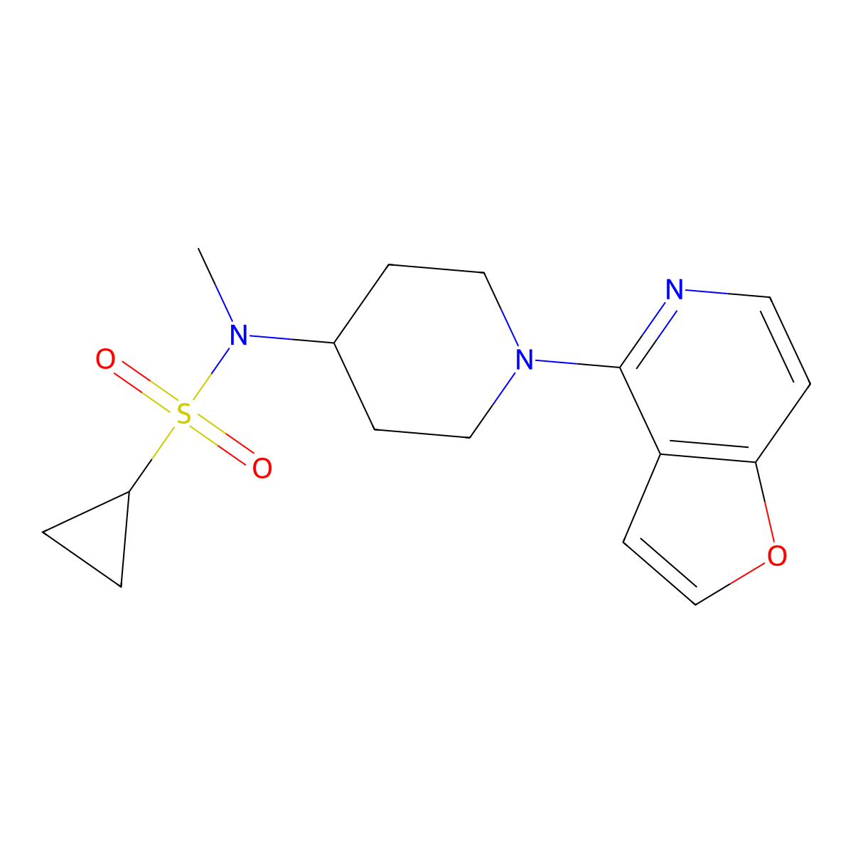 N-(1-{furo[3,2-c]pyridin-4-yl}piperidin-4-yl)-N-methylcyclopropanesulfonamide molecular structure, CAS 2742066-16-4