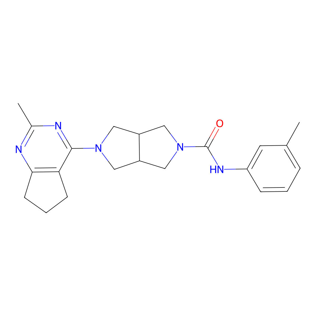 5-{2-methyl-5H,6H,7H-cyclopenta[d]pyrimidin-4-yl}-N-(3-methylphenyl)-octahydropyrrolo[3,4-c]pyrrole-2-carboxamide molecular structure, CAS 2742066-18-6