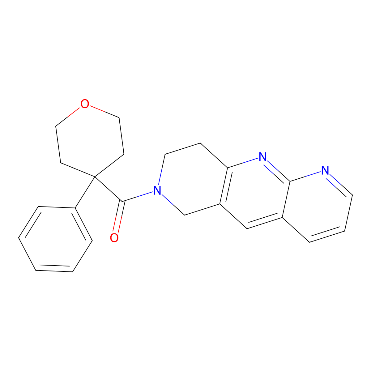 7-(4-phenyloxane-4-carbonyl)-6H,7H,8H,9H-pyrido[2,3-b]1,6-naphthyridine molecular structure, CAS 2742066-20-0