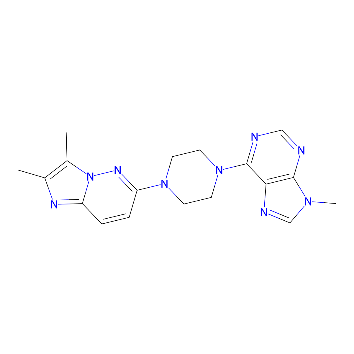 6-(4-{2,3-dimethylimidazo[1,2-b]pyridazin-6-yl}piperazin-1-yl)-9-methyl-9H-purine molecular structure, CAS 2742066-24-4