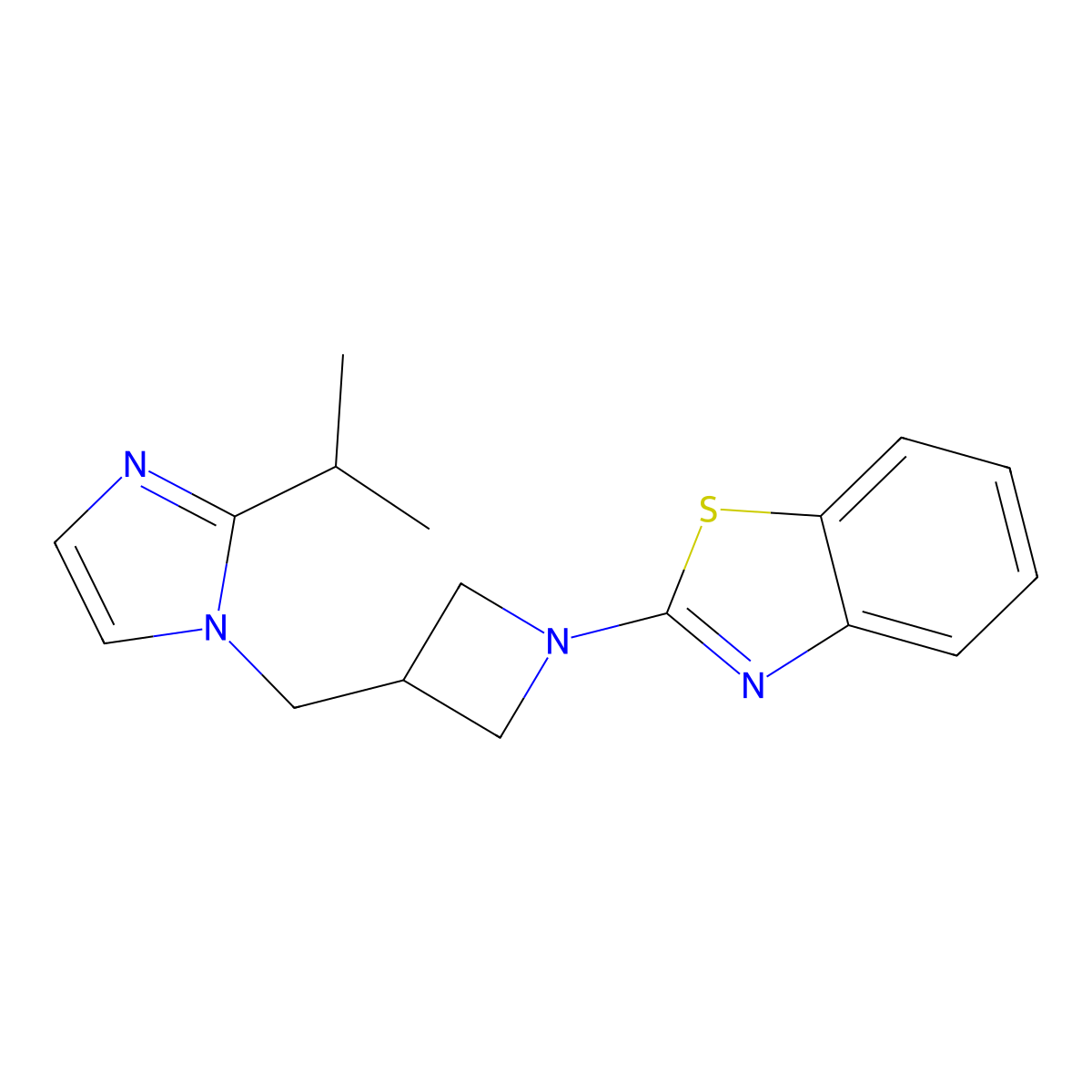 2-(3-{[2-(propan-2-yl)-1H-imidazol-1-yl]methyl}azetidin-1-yl)-1,3-benzothiazole molecular structure, CAS 2742066-26-6