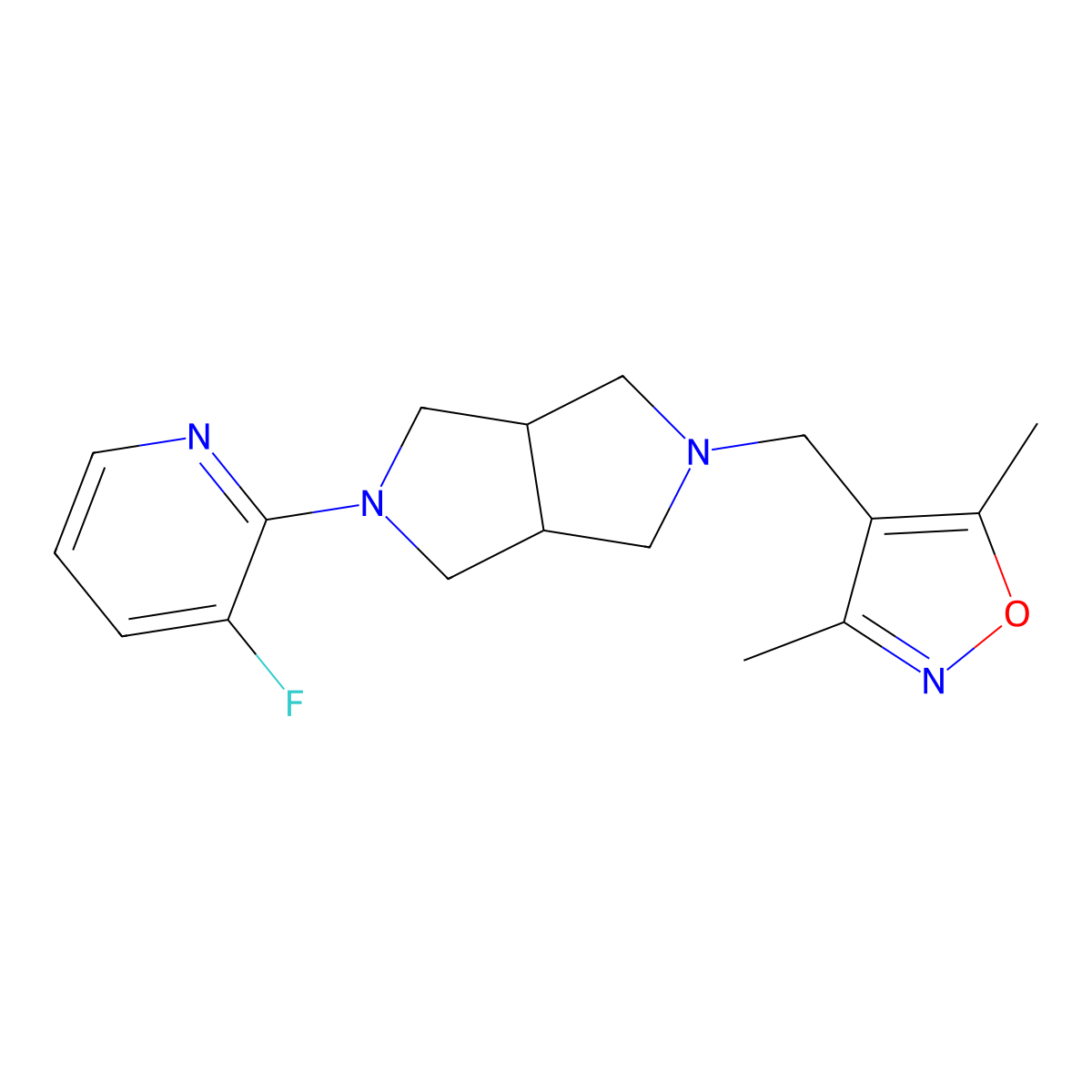 2-{5-[(3,5-Dimethyl-1,2-oxazol-4-yl)methyl]-octahydropyrrolo[3,4-c]pyrrol-2-yl}-3-fluoropyridine molecular structure, CAS 2742066-30-2