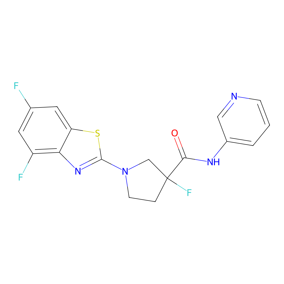 1-(4,6-difluoro-1,3-benzothiazol-2-yl)-3-fluoro-N-(pyridin-3-yl)pyrrolidine-3-carboxamide molecular structure, CAS 2742066-33-5