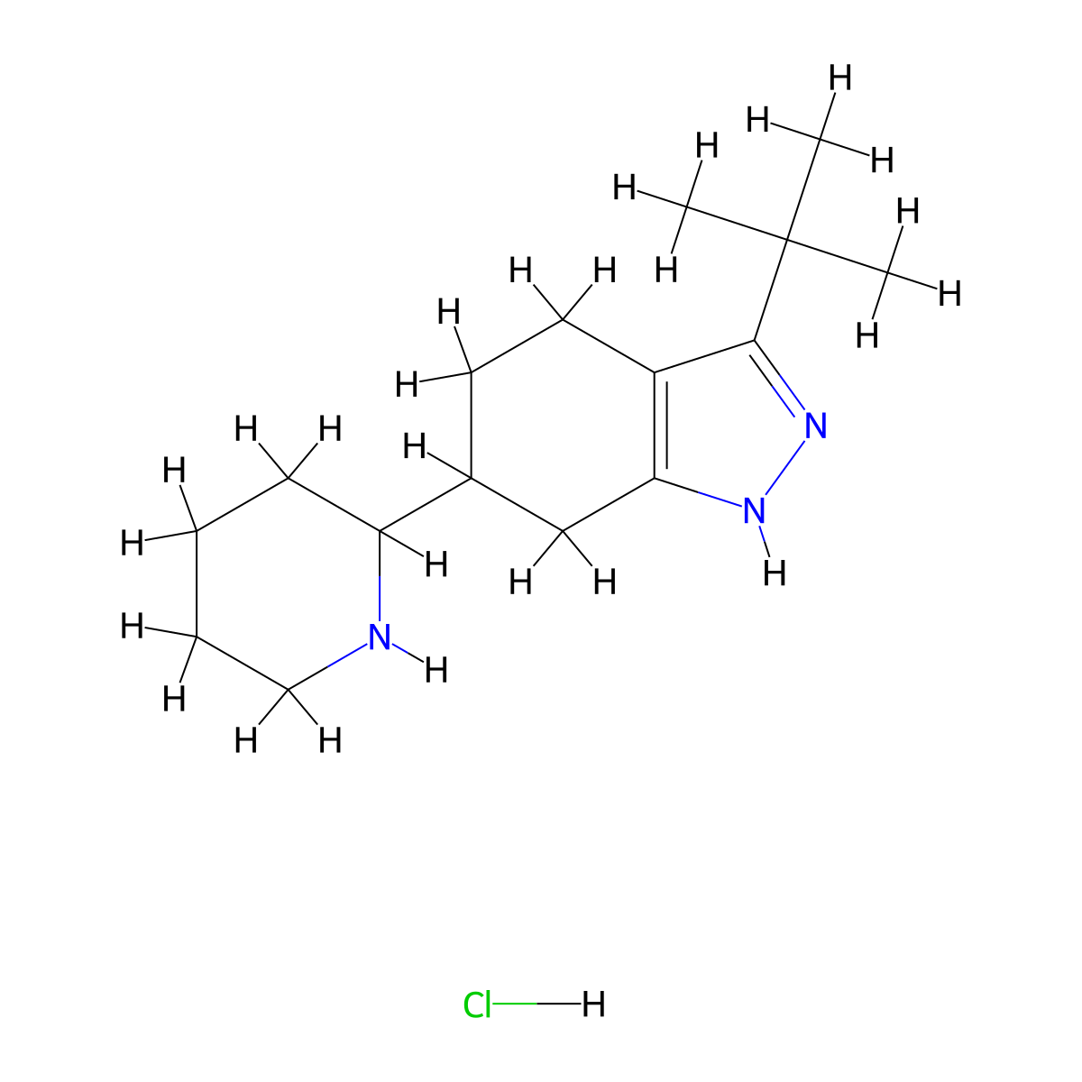 3-tert-butyl-6-(piperidin-2-yl)-4,5,6,7-tetrahydro-1H-indazole hydrochloride molecular structure, CAS 2742066-36-8