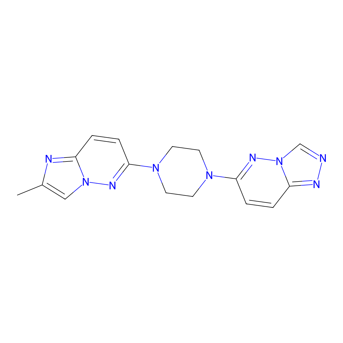 1-{2-Methylimidazo[1,2-b]pyridazin-6-yl}-4-{[1,2,4]triazolo[4,3-b]pyridazin-6-yl}piperazine molecular structure, CAS 2742066-38-0